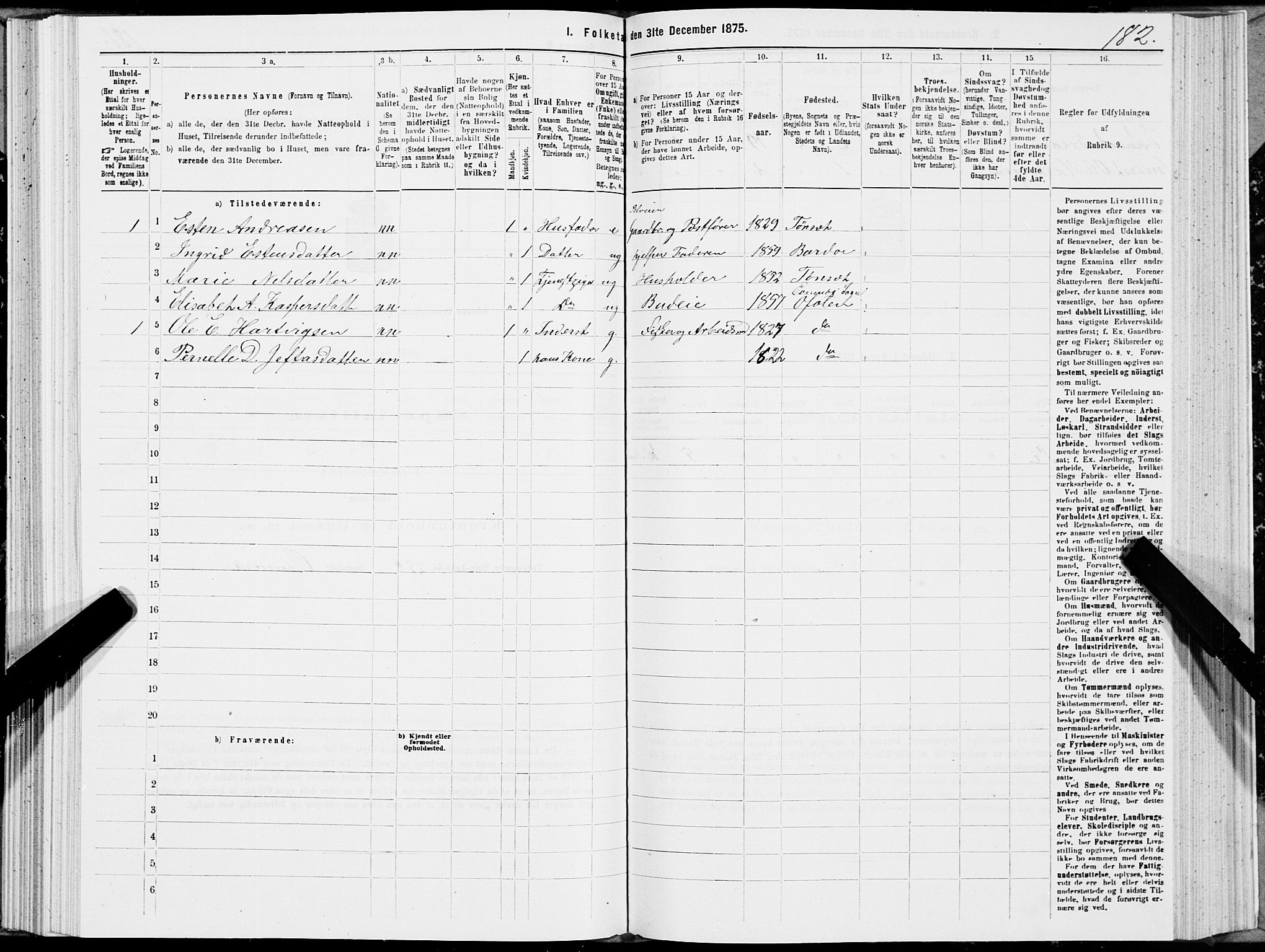 SAT, 1875 census for 1853P Ofoten, 1875, p. 1182