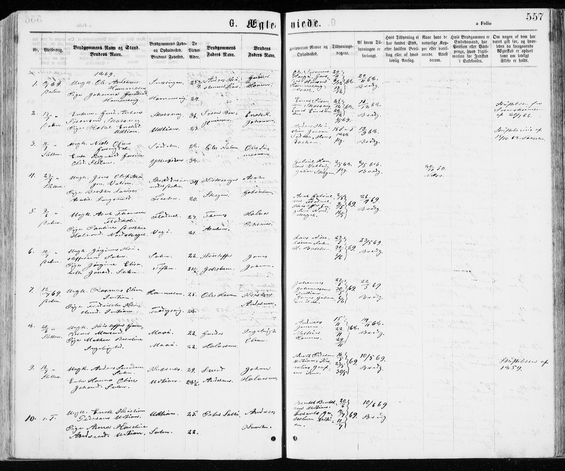 Ministerialprotokoller, klokkerbøker og fødselsregistre - Sør-Trøndelag, SAT/A-1456/640/L0576: Parish register (official) no. 640A01, 1846-1876, p. 557