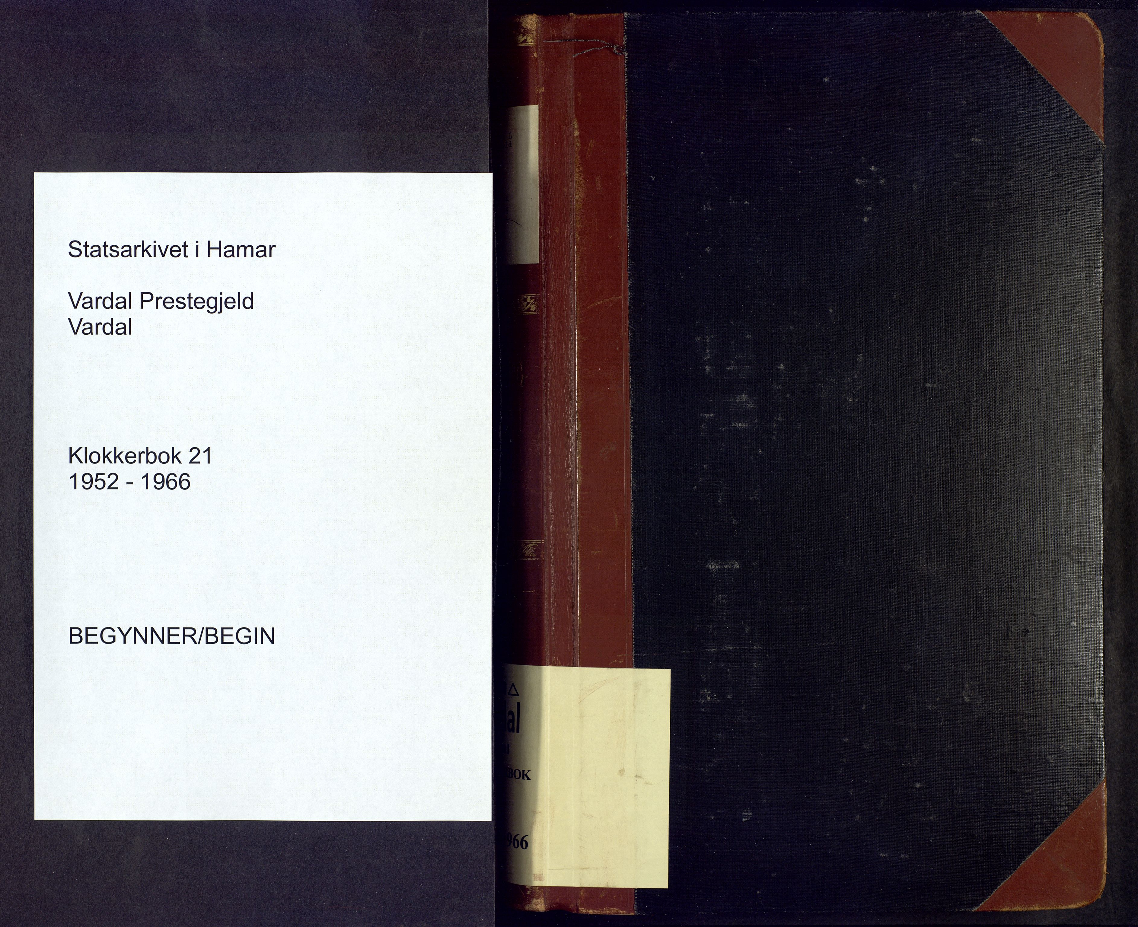 Vardal prestekontor, SAH/PREST-100/H/Ha/Hab/L0021: Parish register (copy) no. 21, 1952-1966