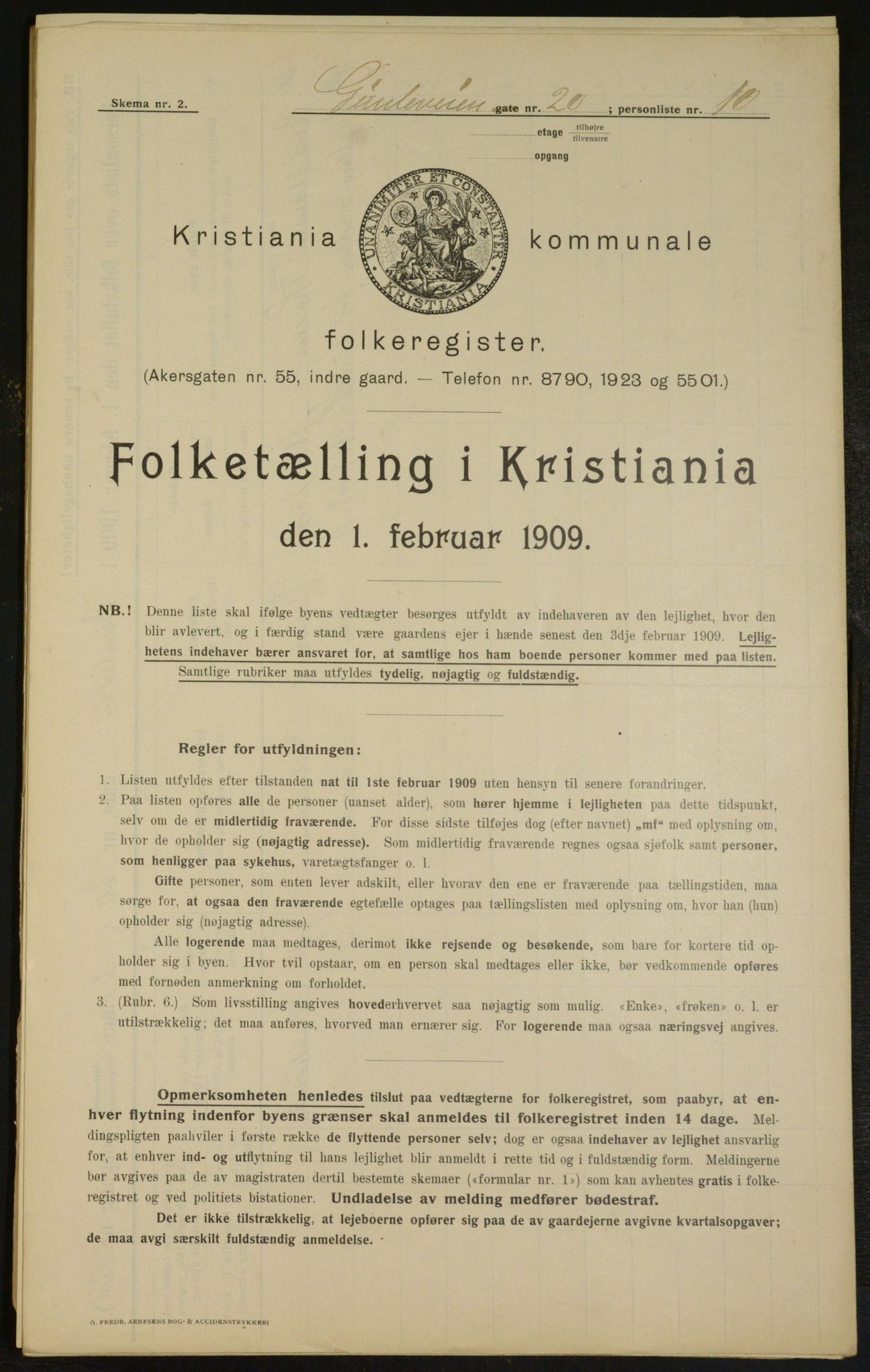 OBA, Municipal Census 1909 for Kristiania, 1909, p. 26490