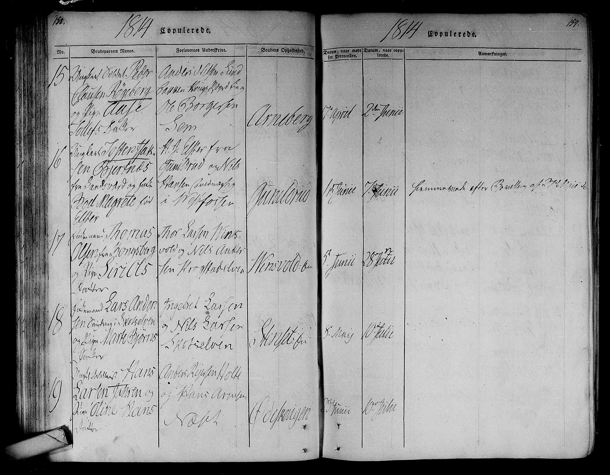 Eiker kirkebøker, AV/SAKO-A-4/F/Fa/L0010: Parish register (official) no. I 10, 1806-1815, p. 158-159