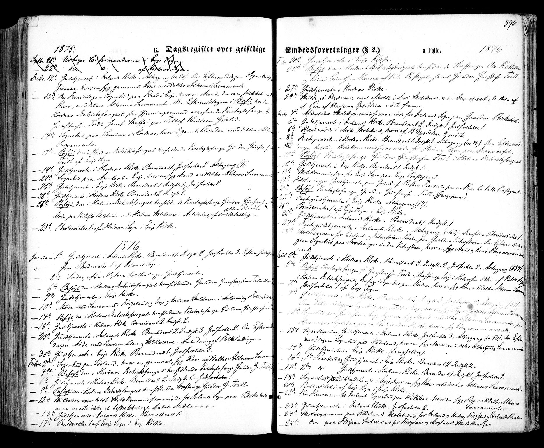 Evje sokneprestkontor, SAK/1111-0008/F/Fa/Faa/L0006: Parish register (official) no. A 6, 1866-1884, p. 596