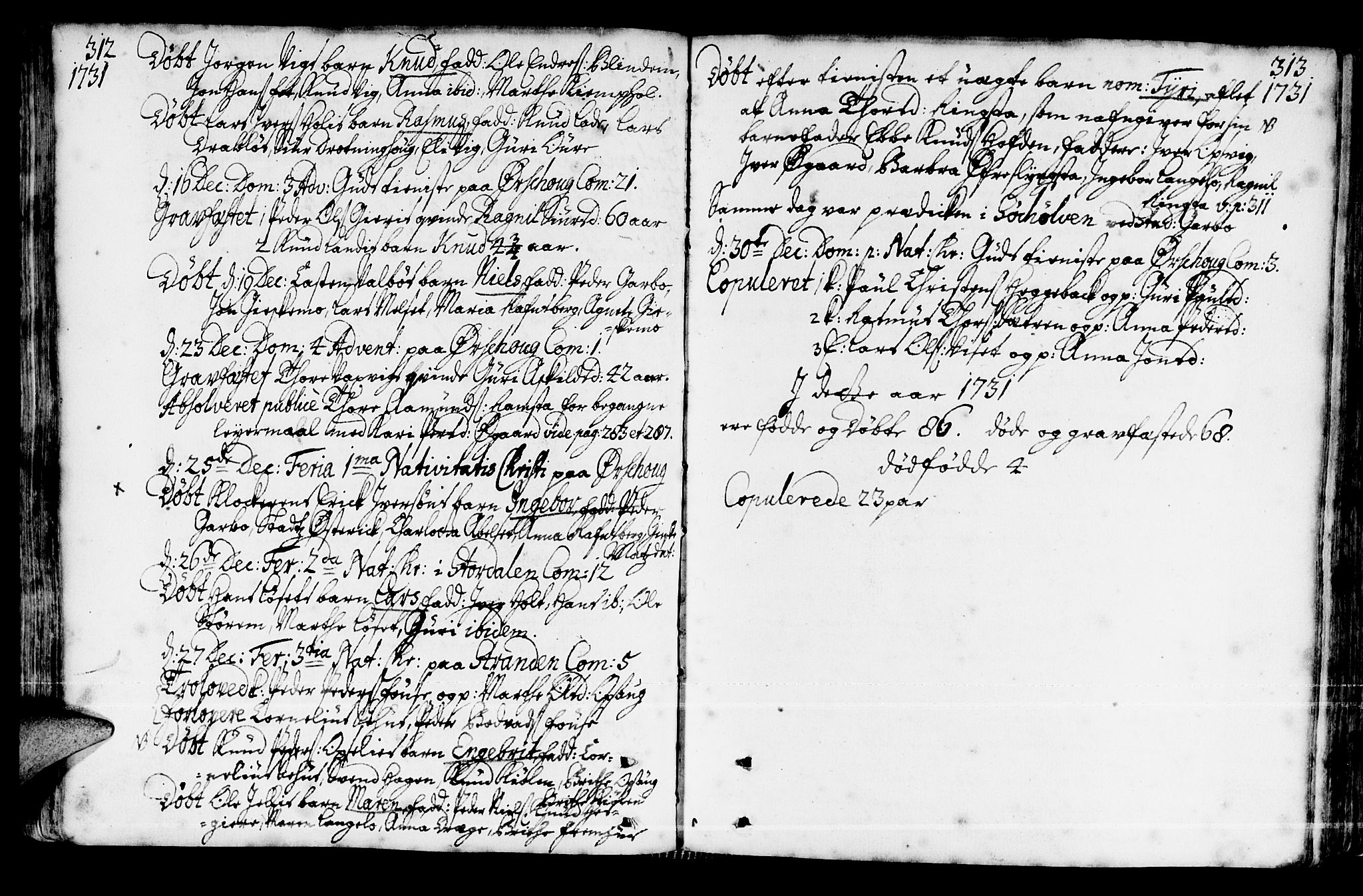 Ministerialprotokoller, klokkerbøker og fødselsregistre - Møre og Romsdal, SAT/A-1454/522/L0306: Parish register (official) no. 522A01, 1720-1743, p. 312-313