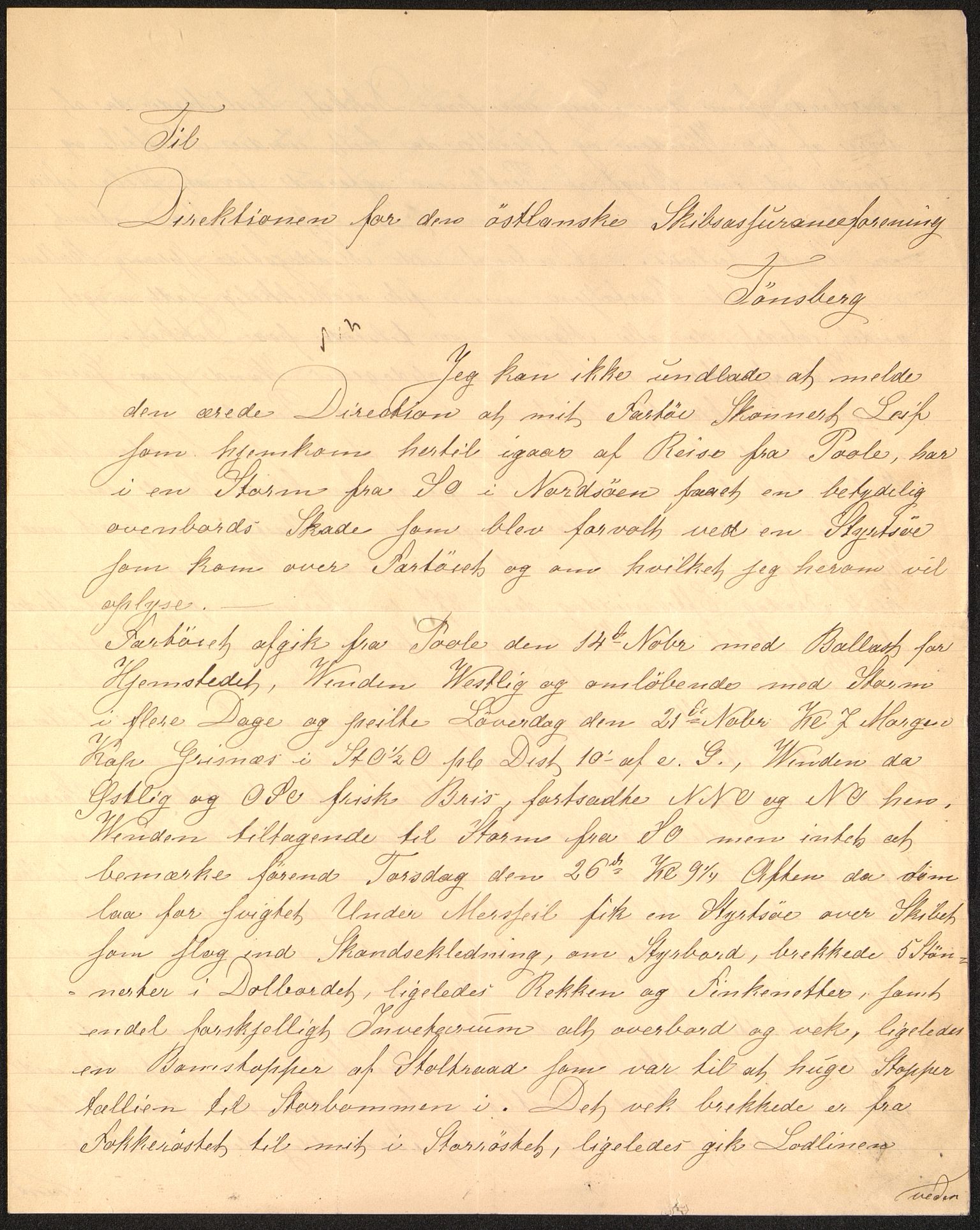 Pa 63 - Østlandske skibsassuranceforening, VEMU/A-1079/G/Ga/L0018/0007: Havaridokumenter / Leif, Jarl, Insulan, Norrøna, Nordstjernen, 1885, p. 2