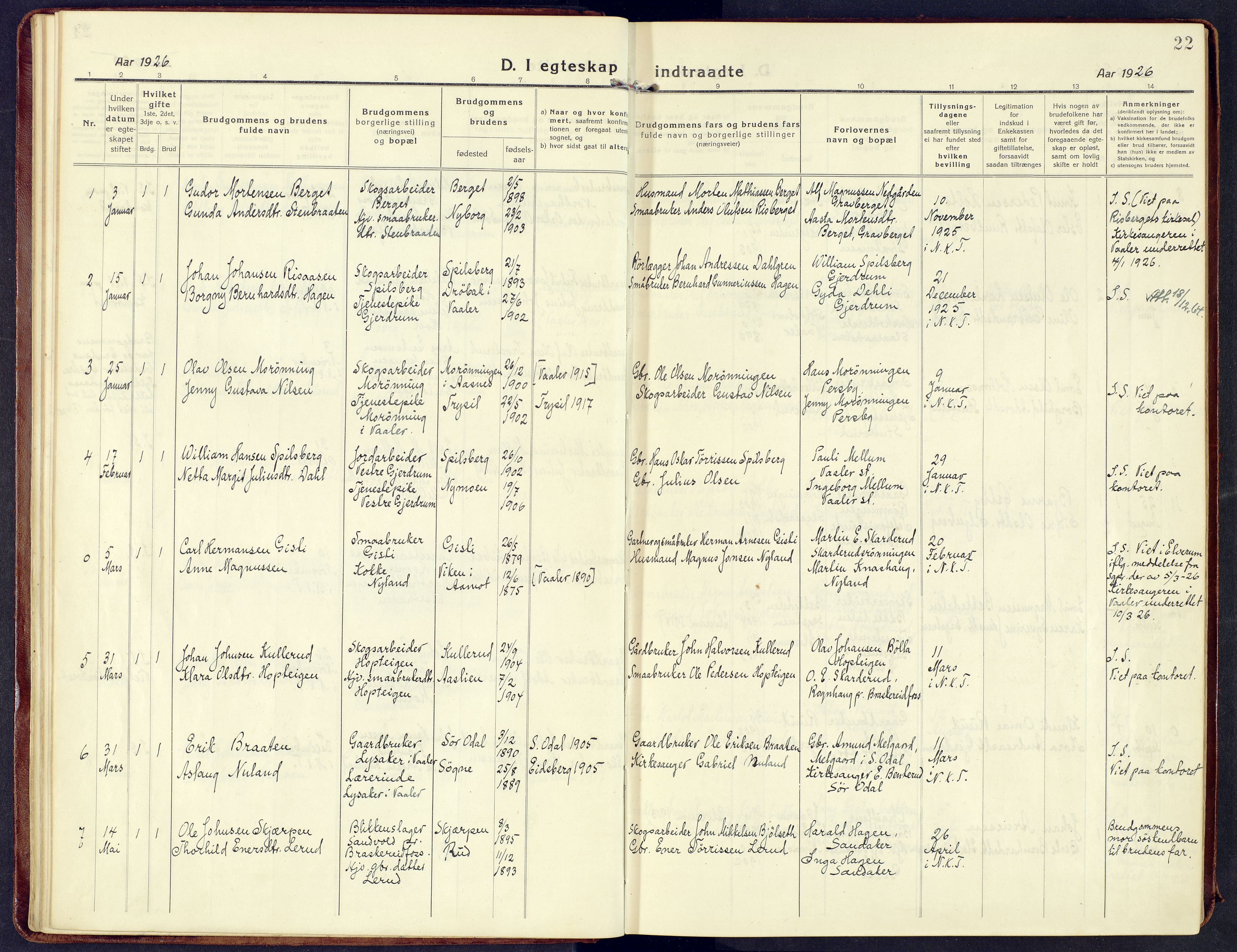 Våler prestekontor, Hedmark, SAH/PREST-040/H/Ha/Haa/L0011: Parish register (official) no. 11, 1919-1933, p. 22