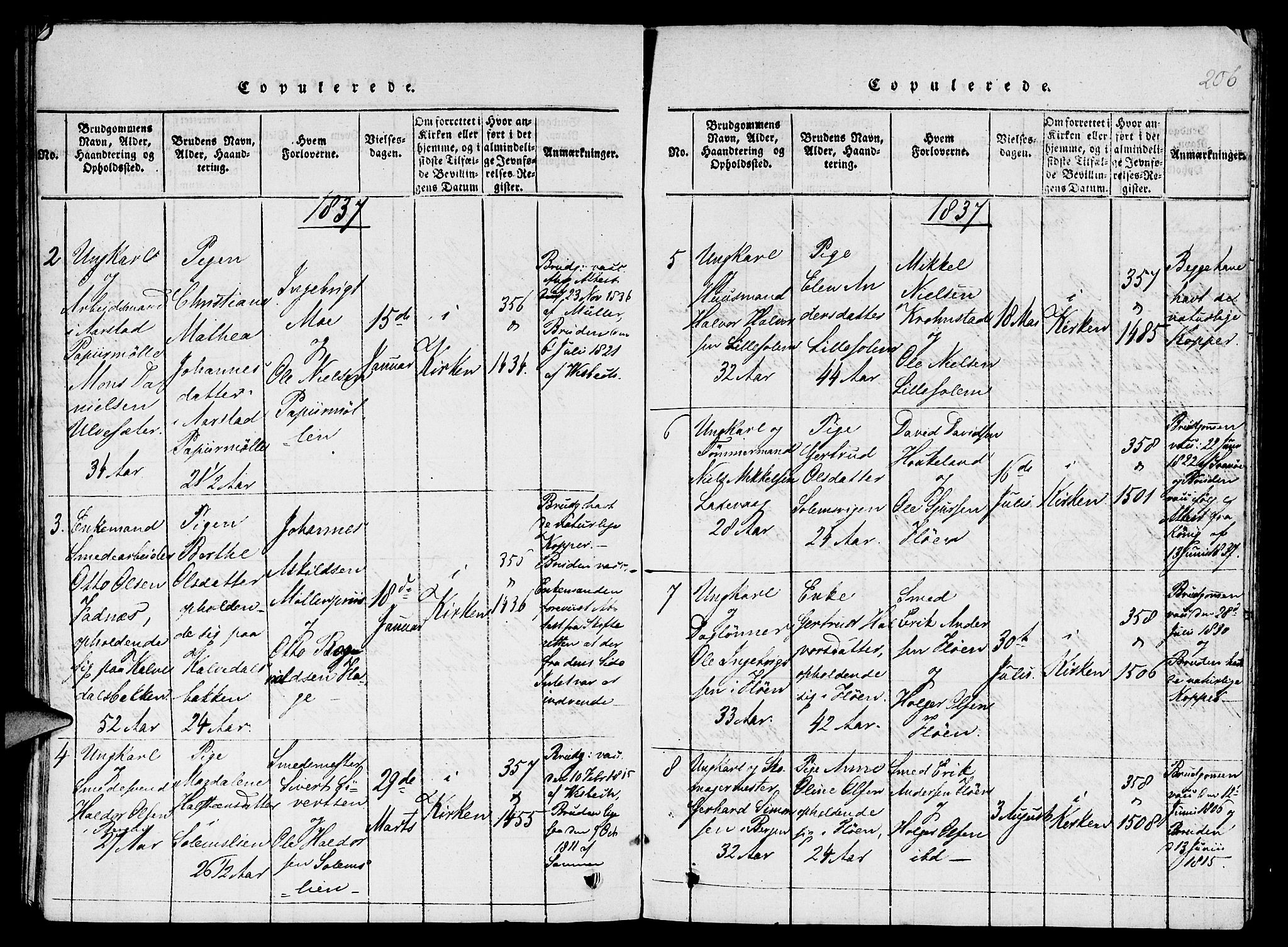 St. Jørgens hospital og Årstad sokneprestembete, SAB/A-99934: Parish register (copy) no. A 1, 1816-1843, p. 206