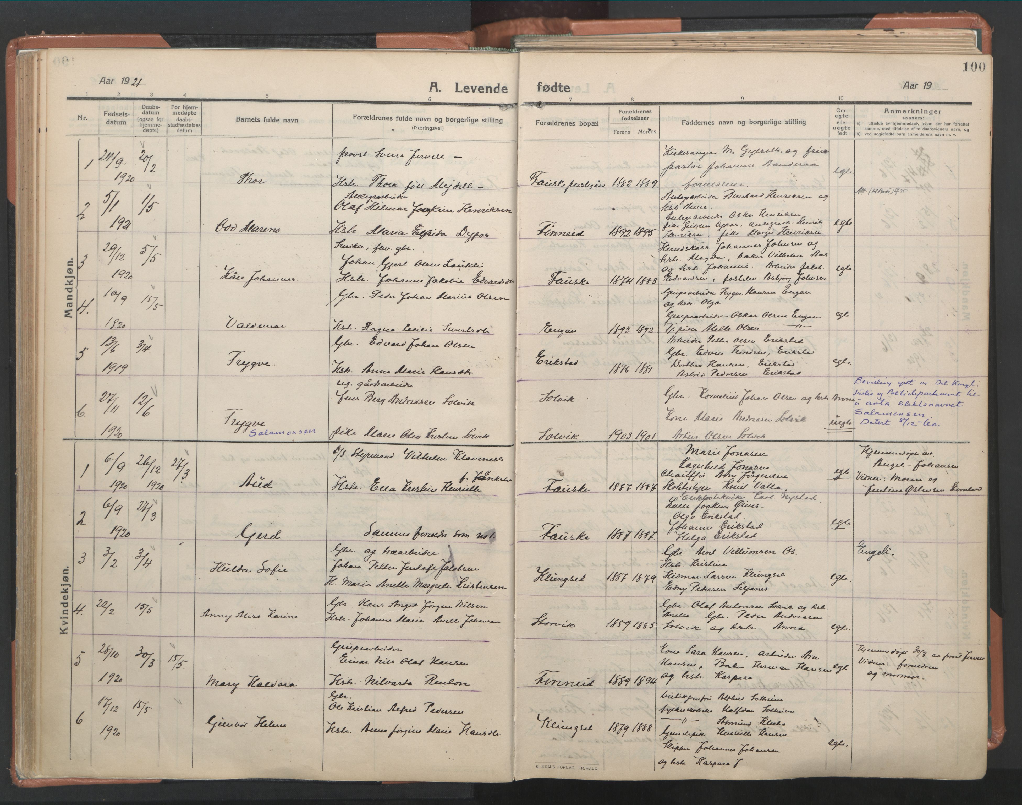 Ministerialprotokoller, klokkerbøker og fødselsregistre - Nordland, AV/SAT-A-1459/849/L0698: Parish register (official) no. 849A09, 1911-1924, p. 100