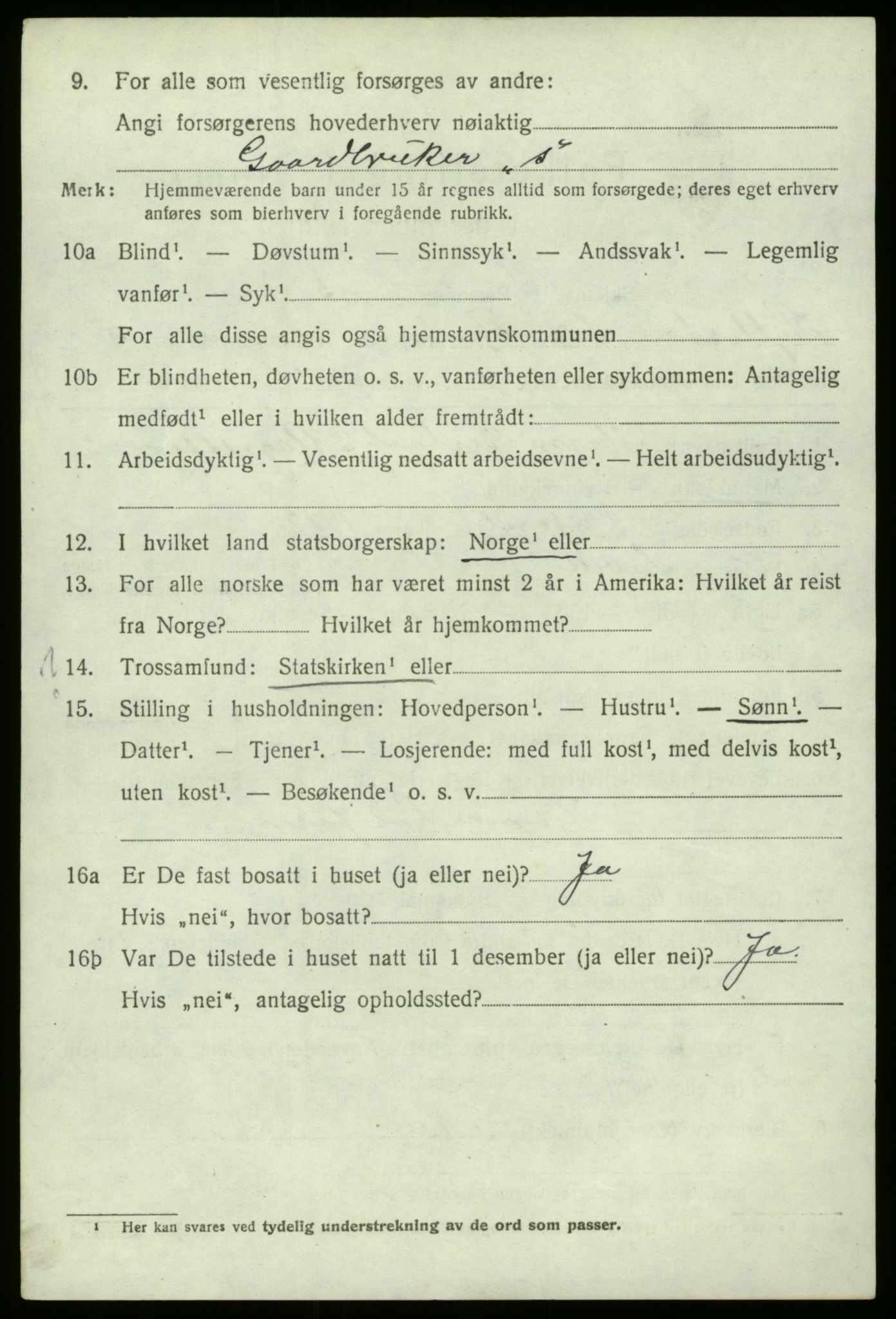 SAB, 1920 census for Hyllestad, 1920, p. 2363