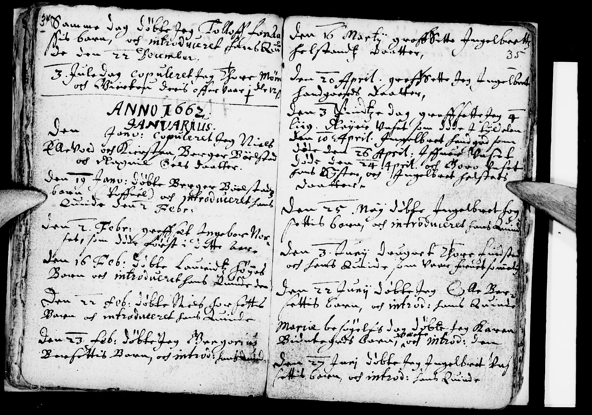 Åmot prestekontor, Hedmark, SAH/PREST-056/H/Ha/Haa/L0001: Parish register (official) no. 1 /2, 1661-1680, p. 34-35