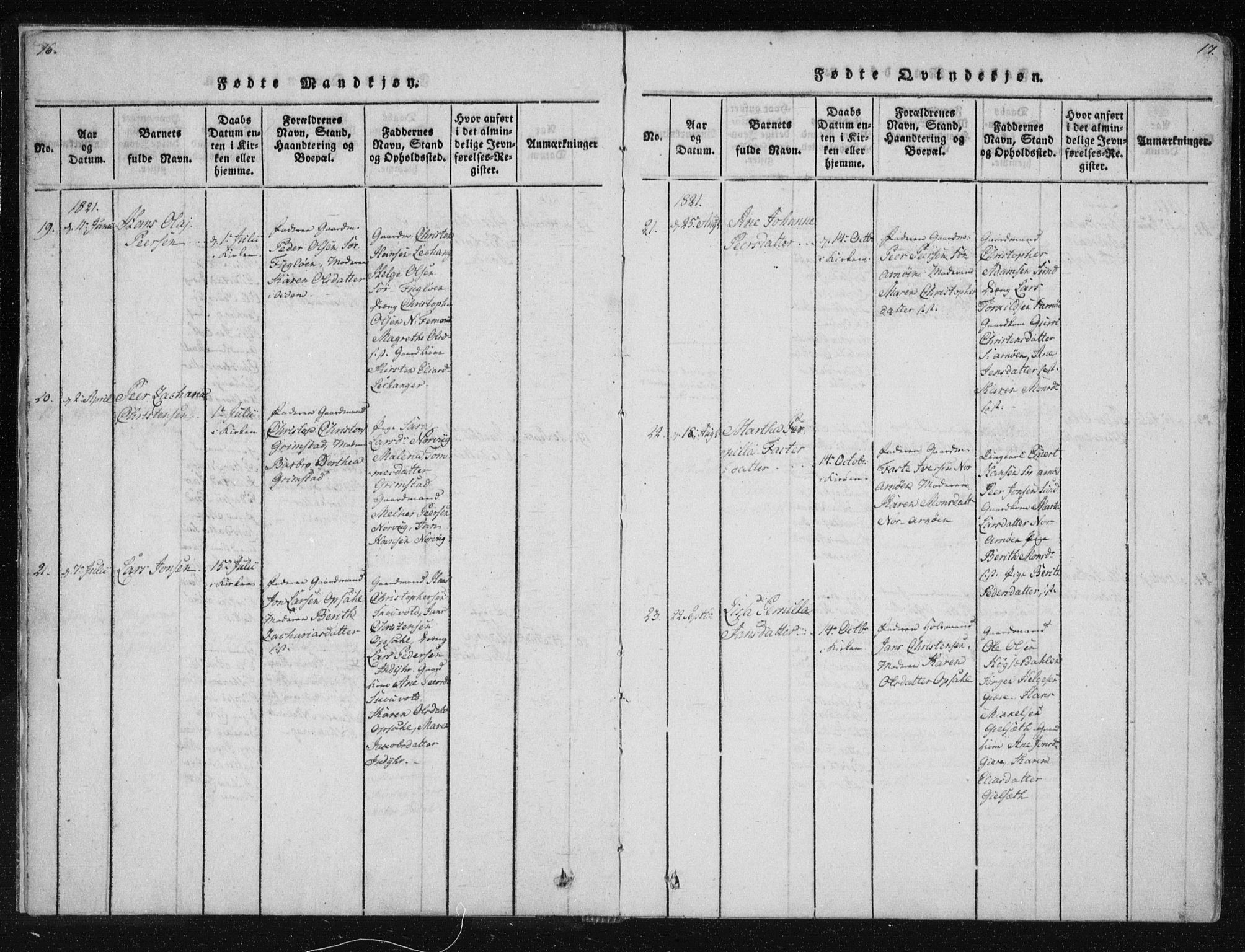Ministerialprotokoller, klokkerbøker og fødselsregistre - Nordland, SAT/A-1459/805/L0096: Parish register (official) no. 805A03, 1820-1837, p. 16-17