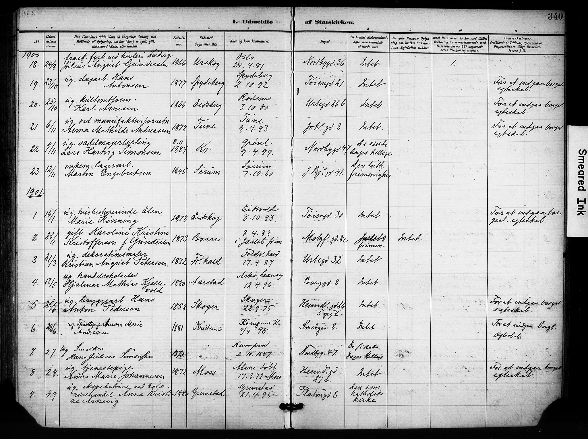 Grønland prestekontor Kirkebøker, SAO/A-10848/F/Fa/L0015: Parish register (official) no. 15, 1899-1919, p. 340