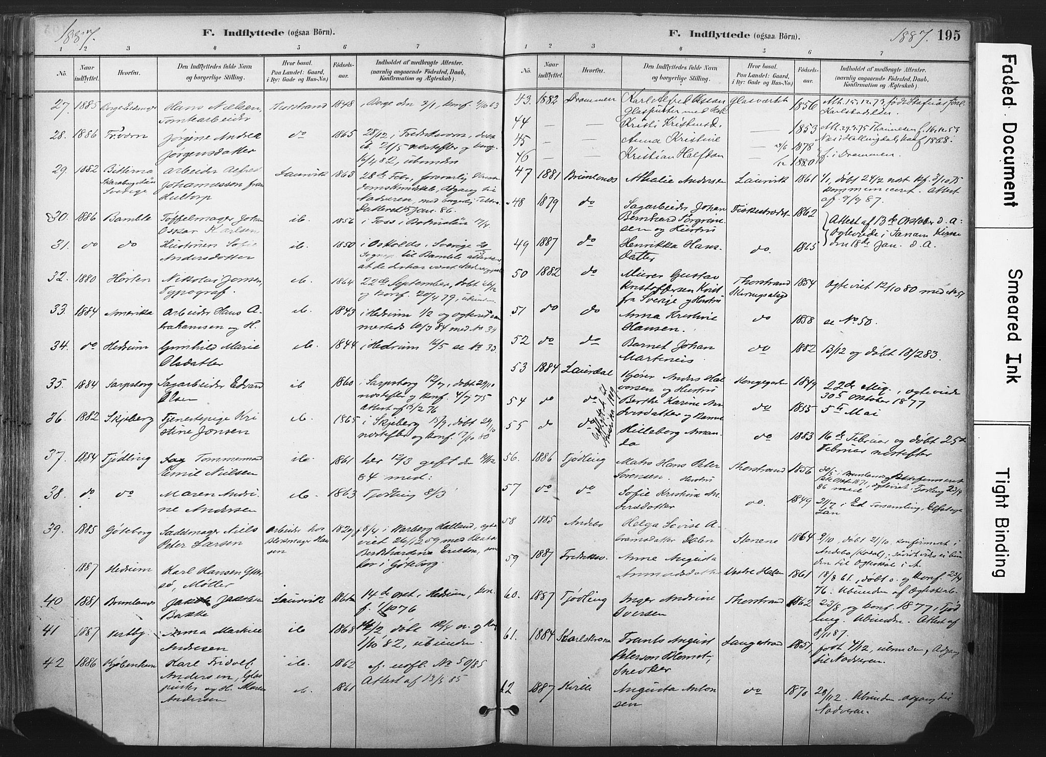 Larvik kirkebøker, SAKO/A-352/F/Fa/L0010: Parish register (official) no. I 10, 1884-1910, p. 195
