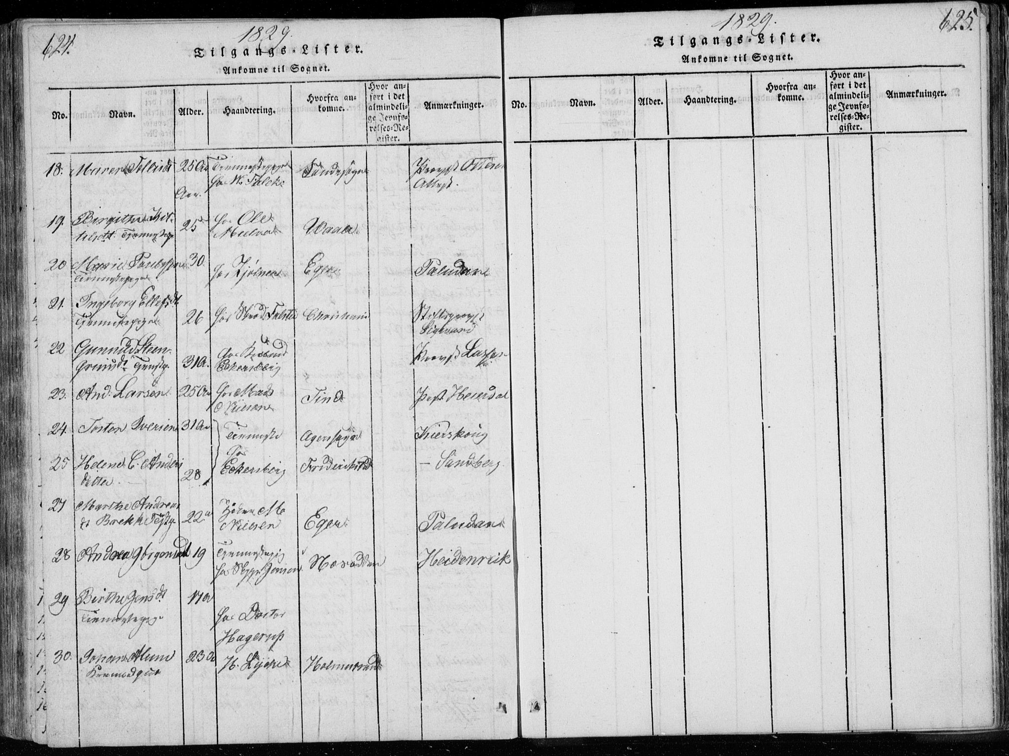 Bragernes kirkebøker, SAKO/A-6/F/Fa/L0007: Parish register (official) no. I 7, 1815-1829, p. 624-625