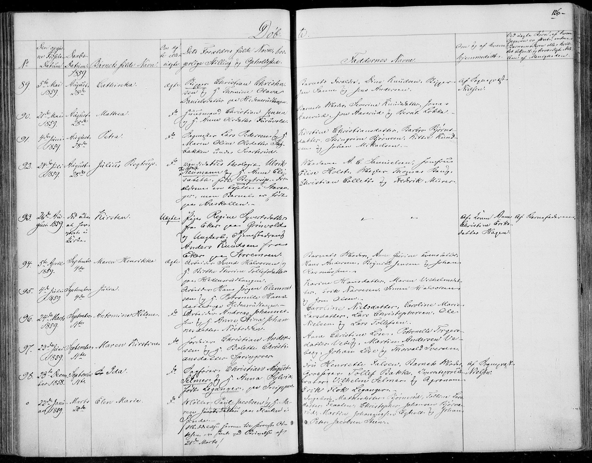 Skoger kirkebøker, SAKO/A-59/F/Fa/L0003: Parish register (official) no. I 3, 1842-1861, p. 126
