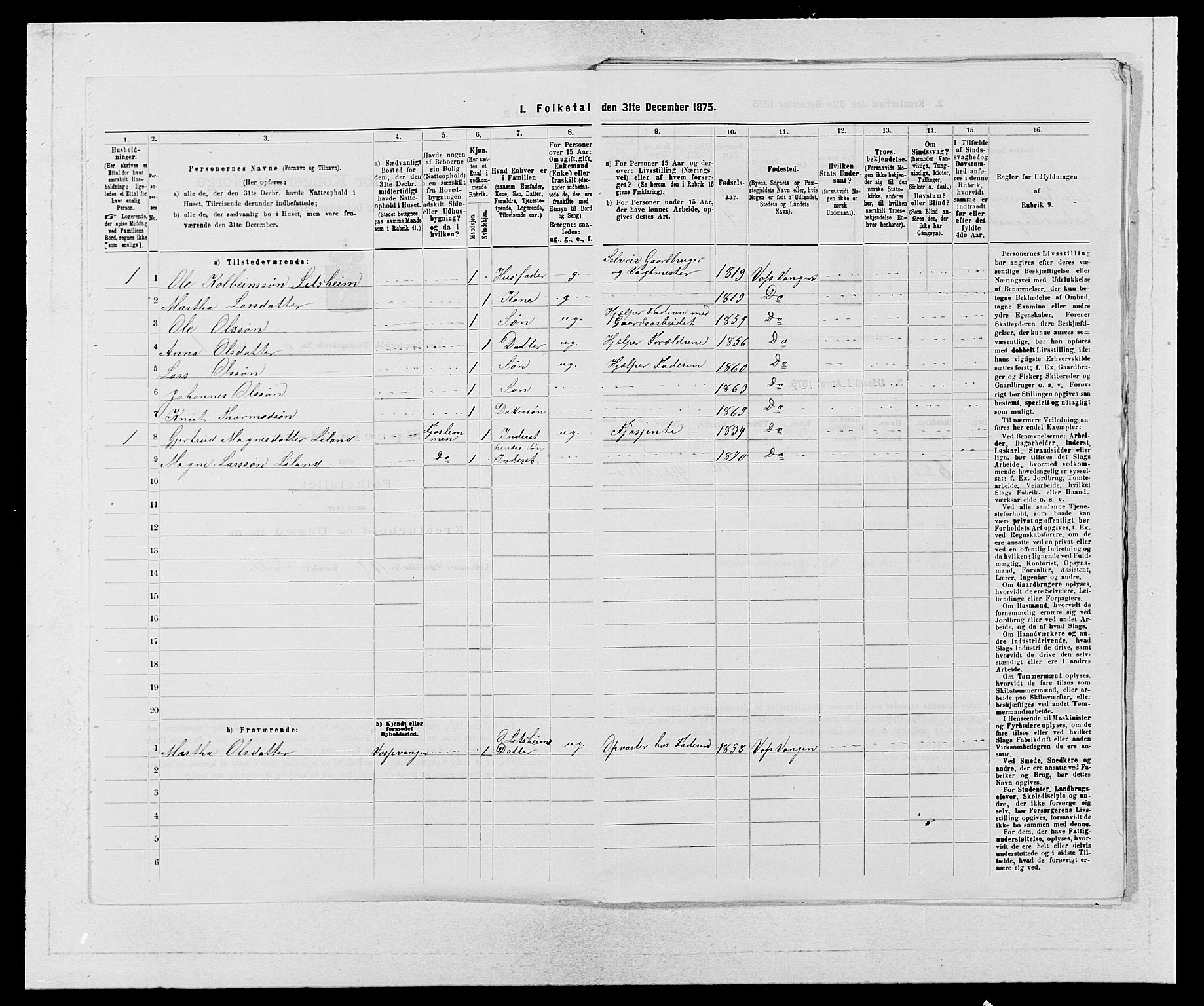 SAB, 1875 census for 1235P Voss, 1875, p. 702