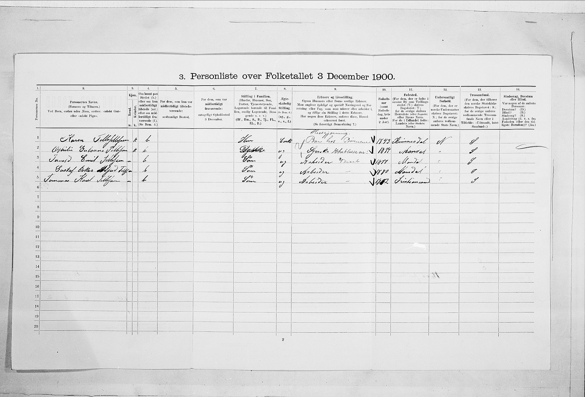 SAO, 1900 census for Kristiania, 1900, p. 111047