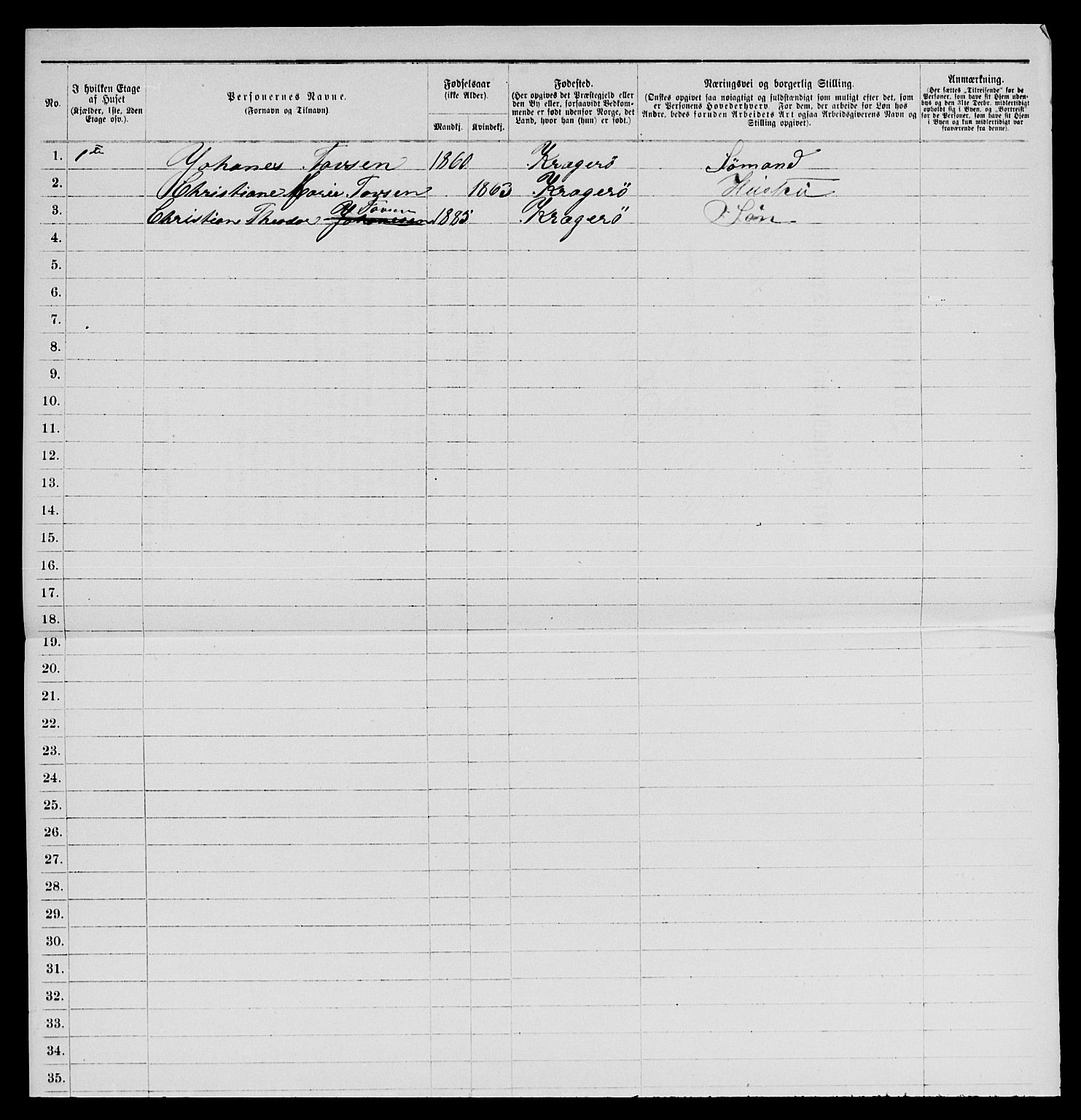 SAKO, 1885 census for 0801 Kragerø, 1885, p. 204