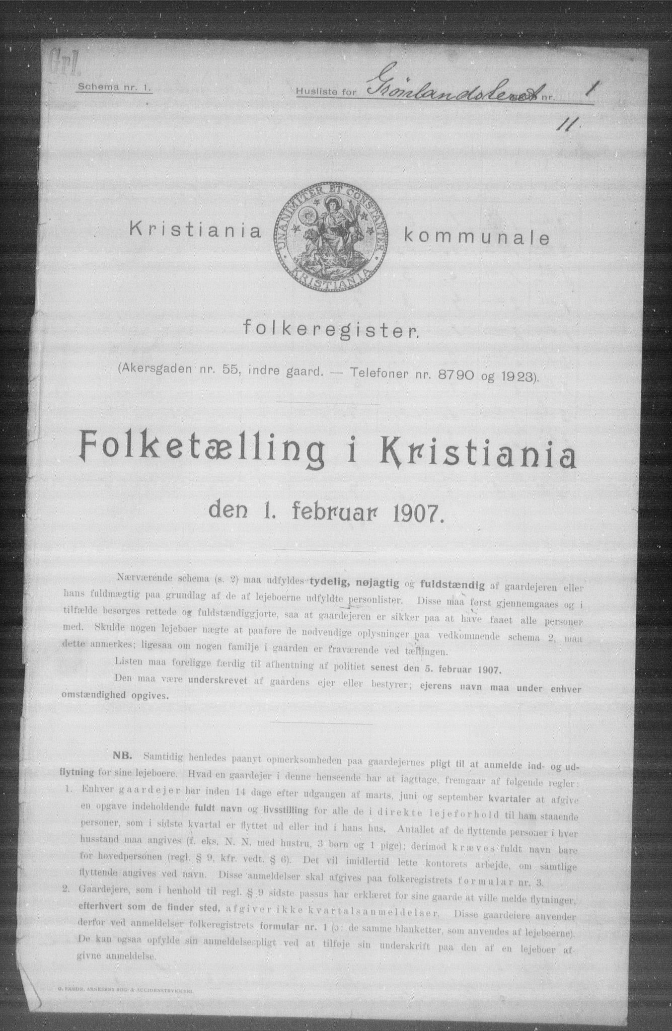 OBA, Municipal Census 1907 for Kristiania, 1907, p. 16047