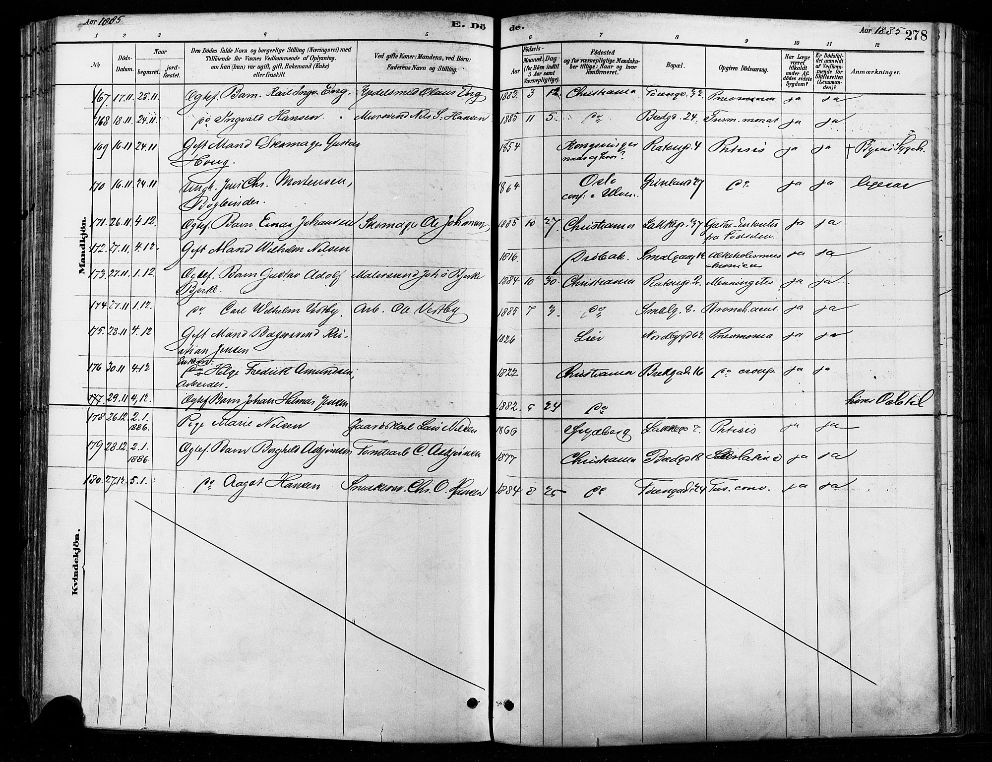 Grønland prestekontor Kirkebøker, AV/SAO-A-10848/F/Fa/L0008: Parish register (official) no. 8, 1881-1893, p. 278