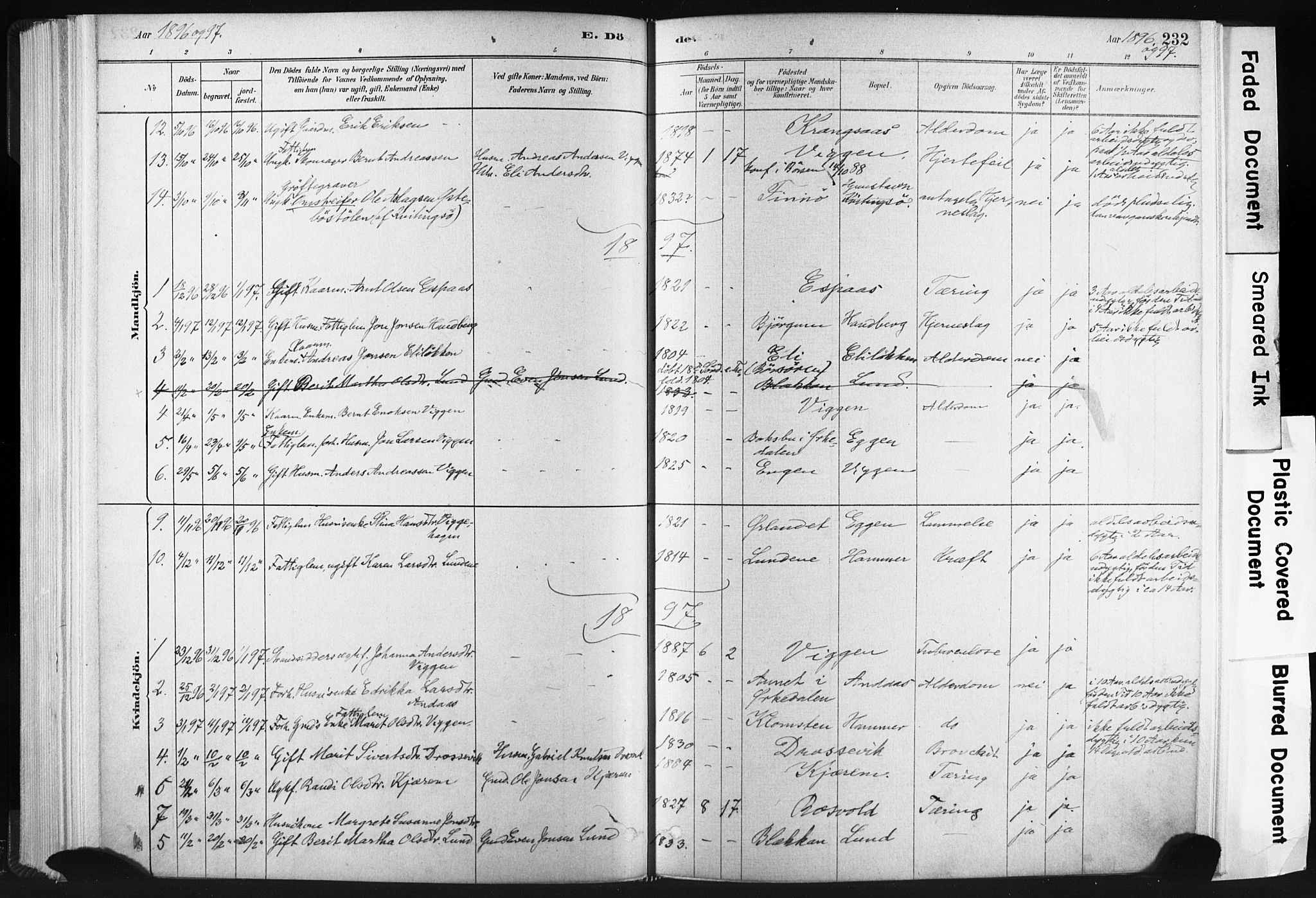 Ministerialprotokoller, klokkerbøker og fødselsregistre - Sør-Trøndelag, SAT/A-1456/665/L0773: Parish register (official) no. 665A08, 1879-1905, p. 232