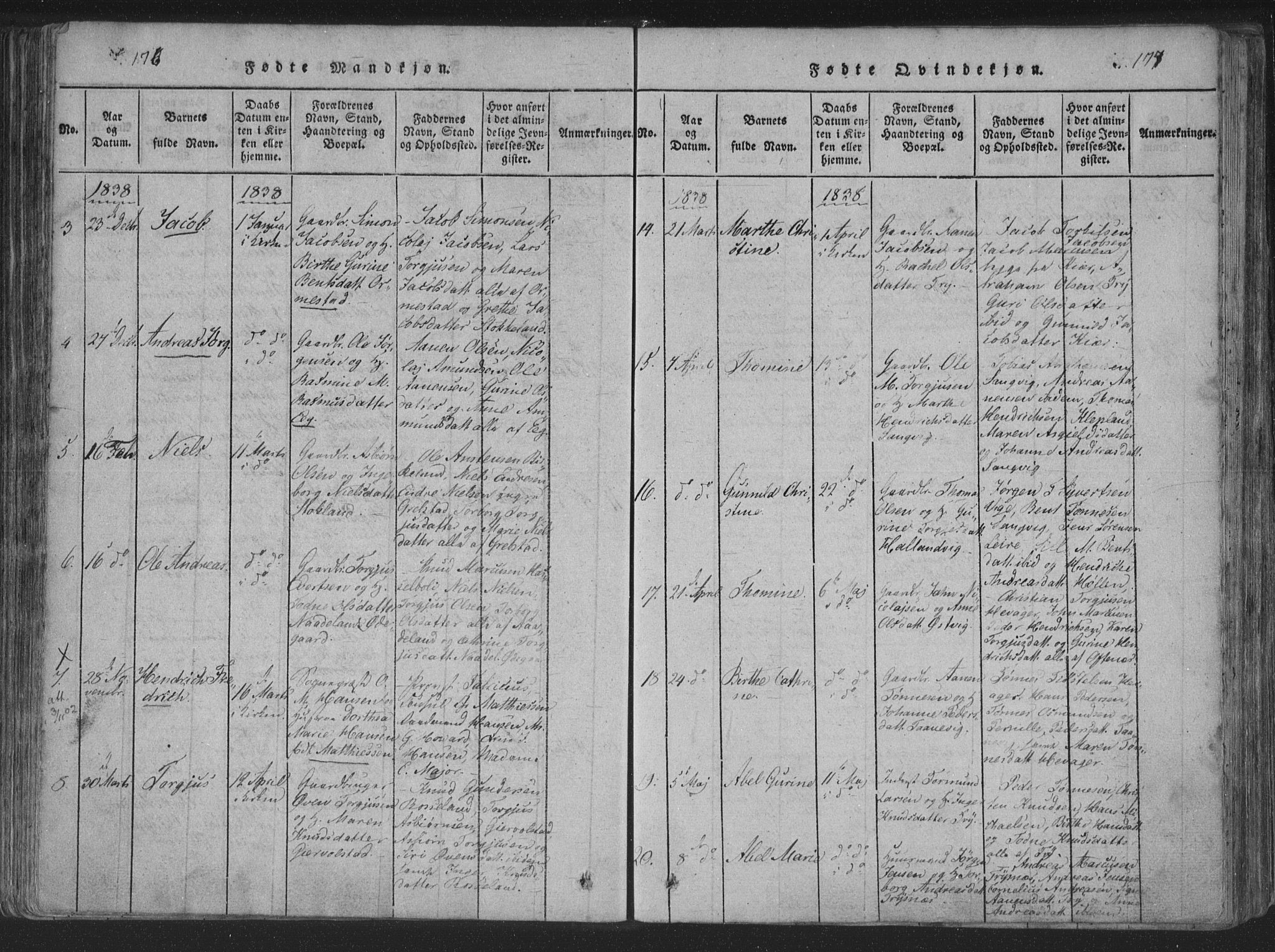 Søgne sokneprestkontor, AV/SAK-1111-0037/F/Fa/Fab/L0008: Parish register (official) no. A 8, 1821-1838, p. 176-177