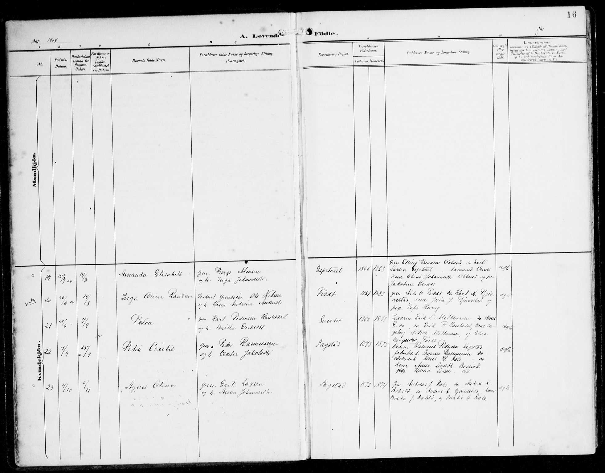 Alversund Sokneprestembete, AV/SAB-A-73901/H/Ha/Haa/Haac/L0002: Parish register (official) no. C 2, 1901-1921, p. 16