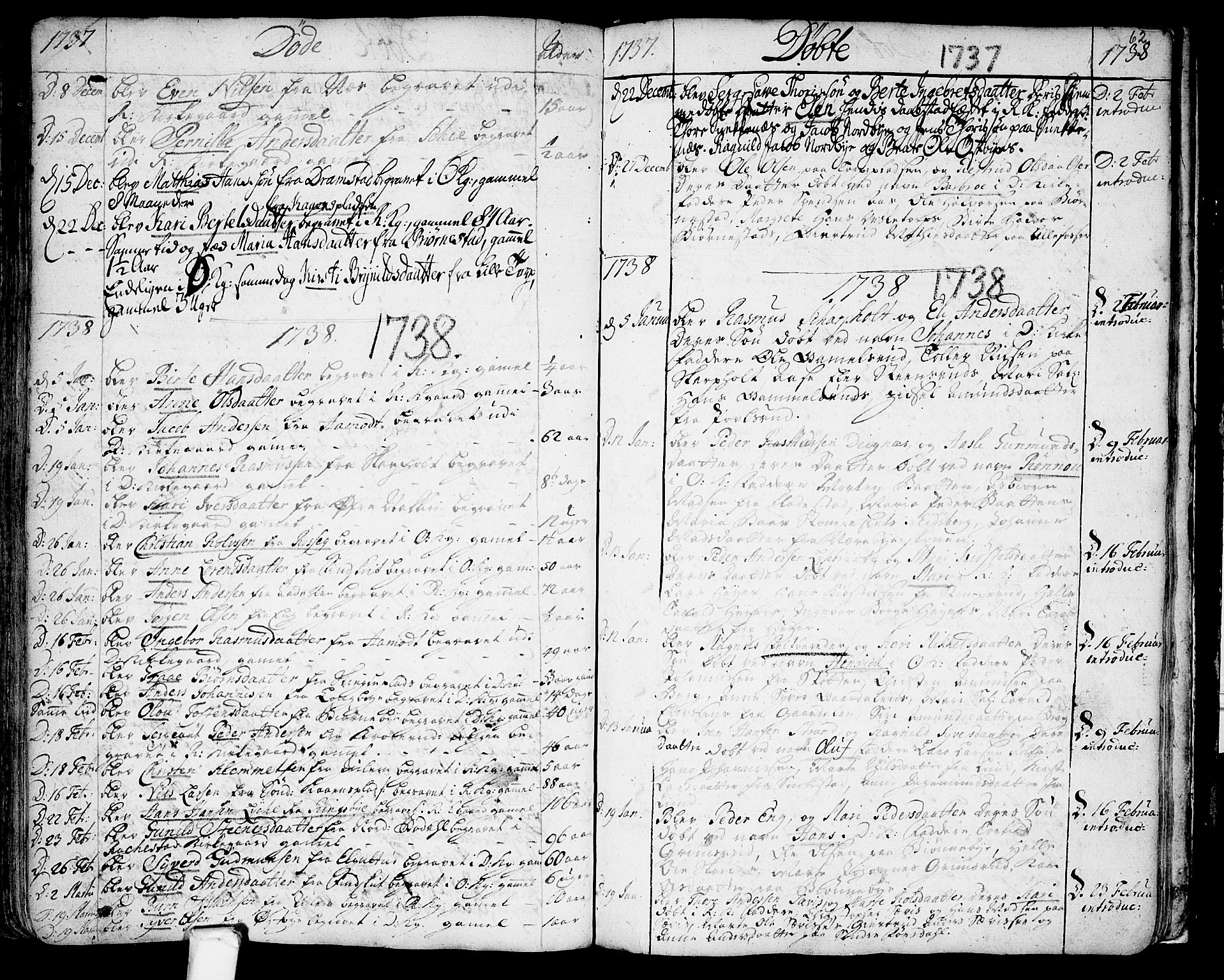 Rakkestad prestekontor Kirkebøker, SAO/A-2008/F/Fa/L0001: Parish register (official) no. I 1, 1722-1740, p. 62