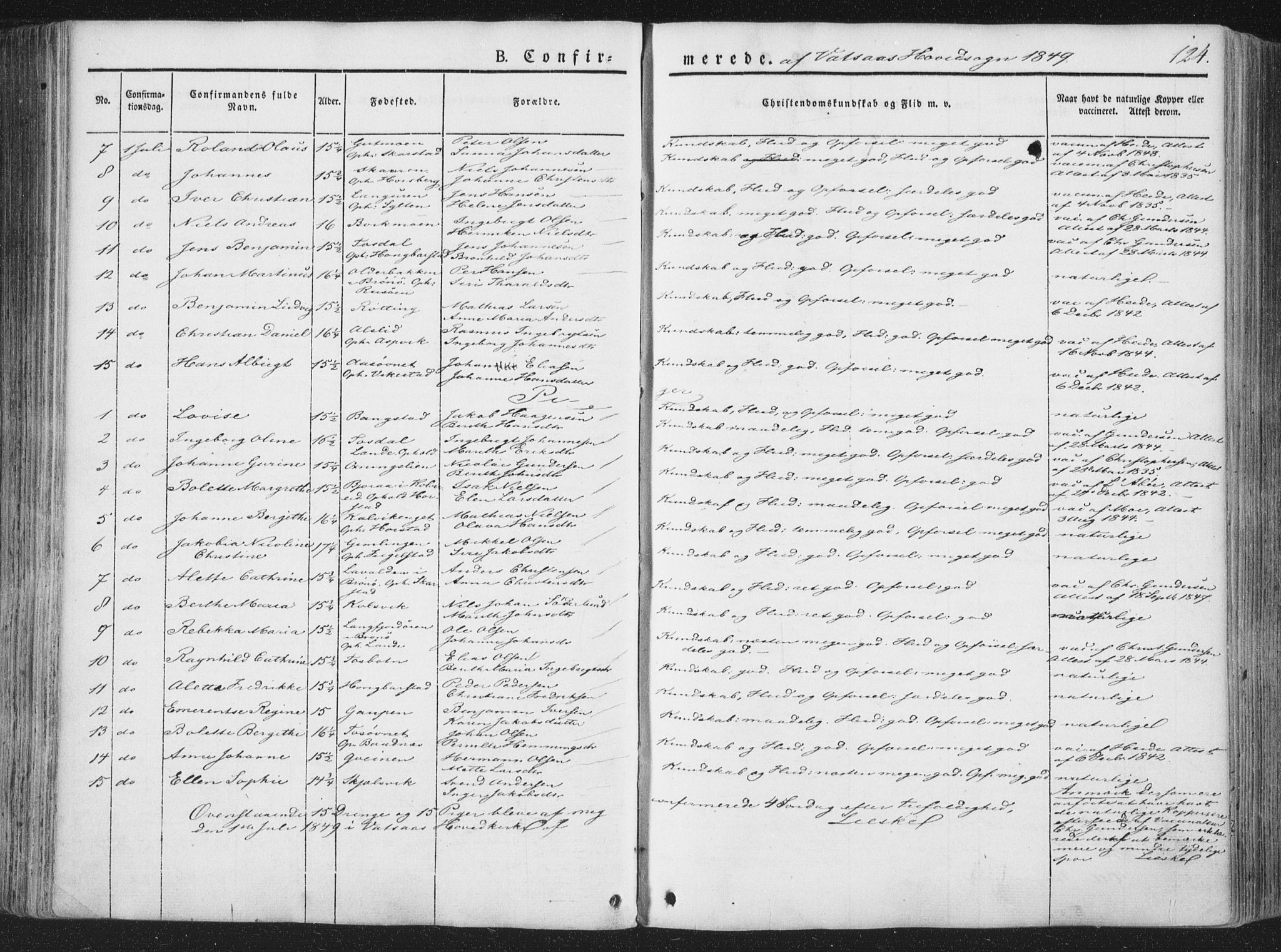 Ministerialprotokoller, klokkerbøker og fødselsregistre - Nordland, AV/SAT-A-1459/810/L0144: Parish register (official) no. 810A07 /1, 1841-1862, p. 124