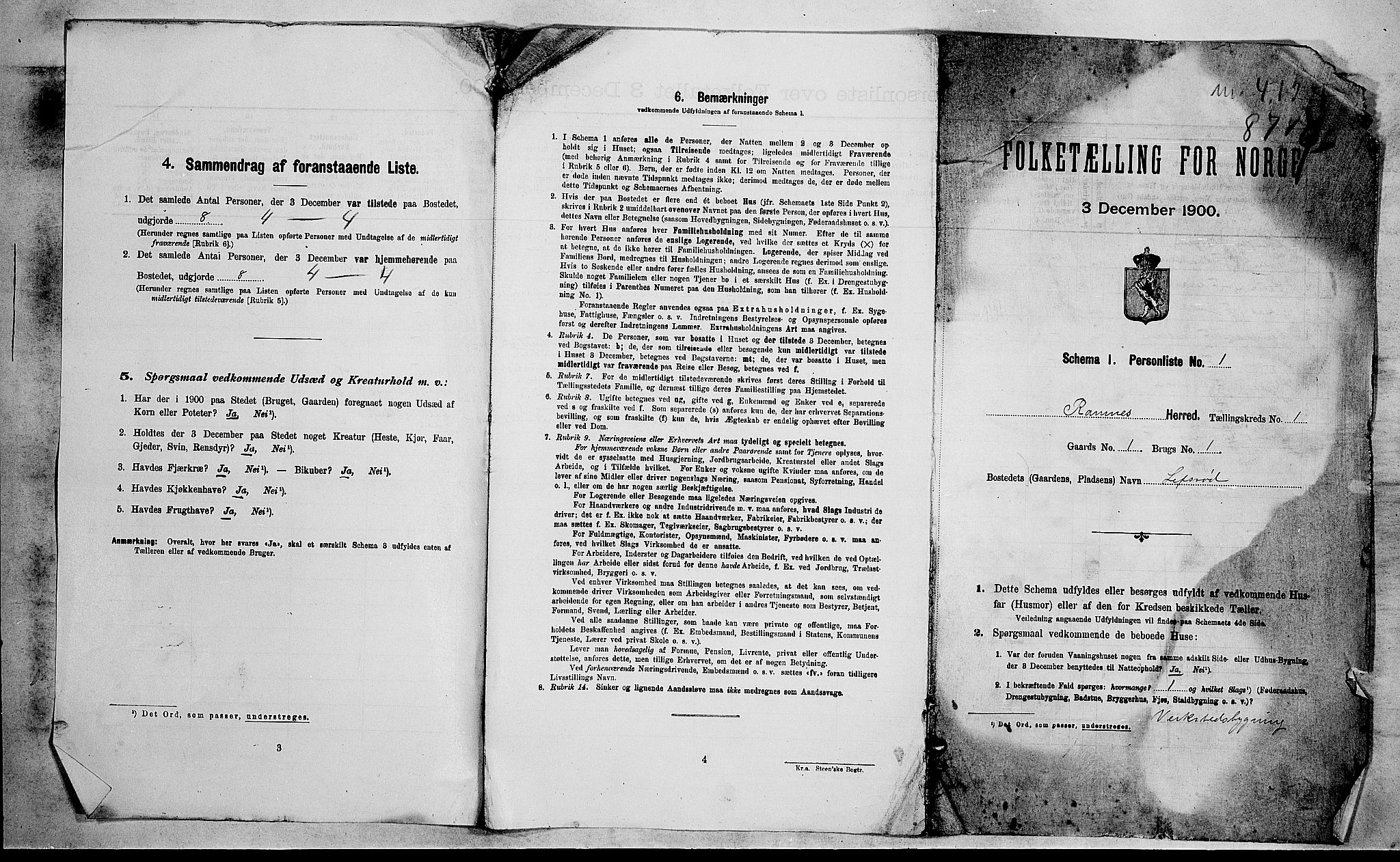 RA, 1900 census for Ramnes, 1900, p. 26