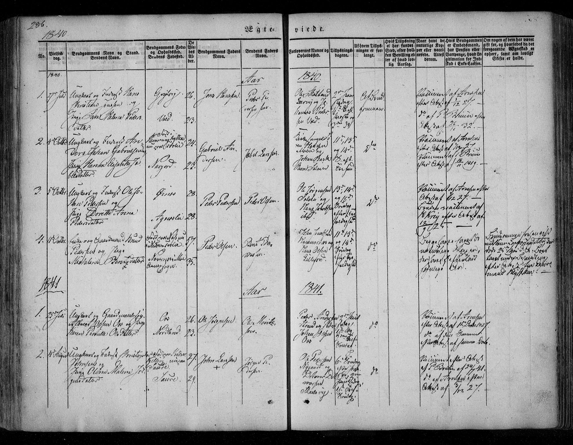 Ministerialprotokoller, klokkerbøker og fødselsregistre - Nordland, AV/SAT-A-1459/846/L0644: Parish register (official) no. 846A02, 1837-1872, p. 286