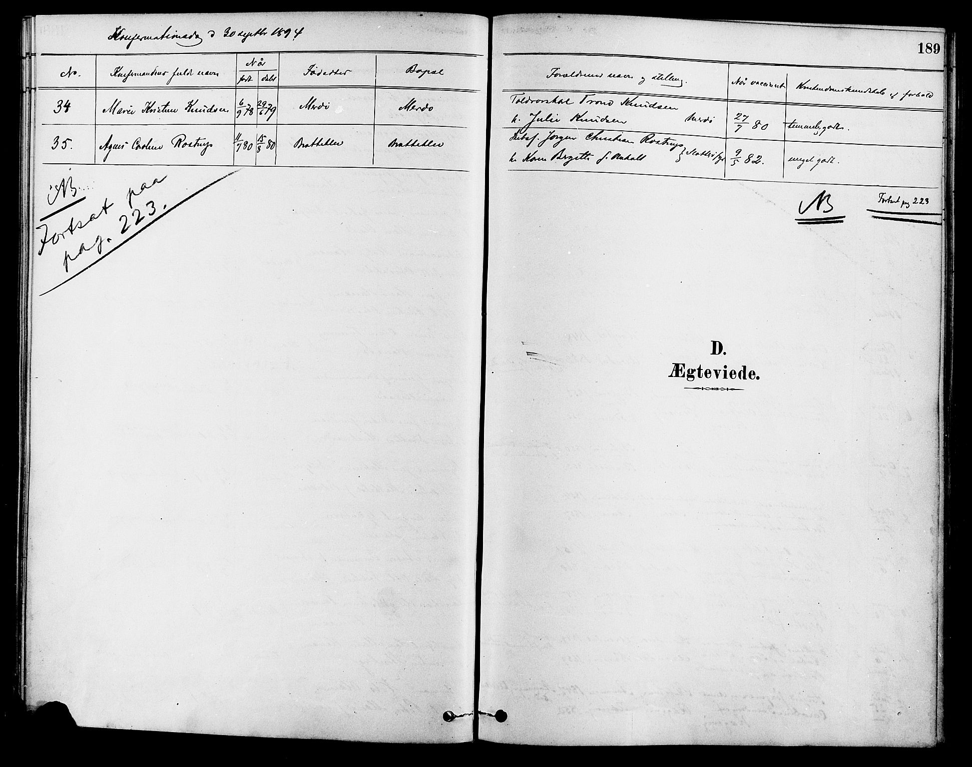 Tromøy sokneprestkontor, AV/SAK-1111-0041/F/Fa/L0009: Parish register (official) no. A 9, 1878-1896, p. 189