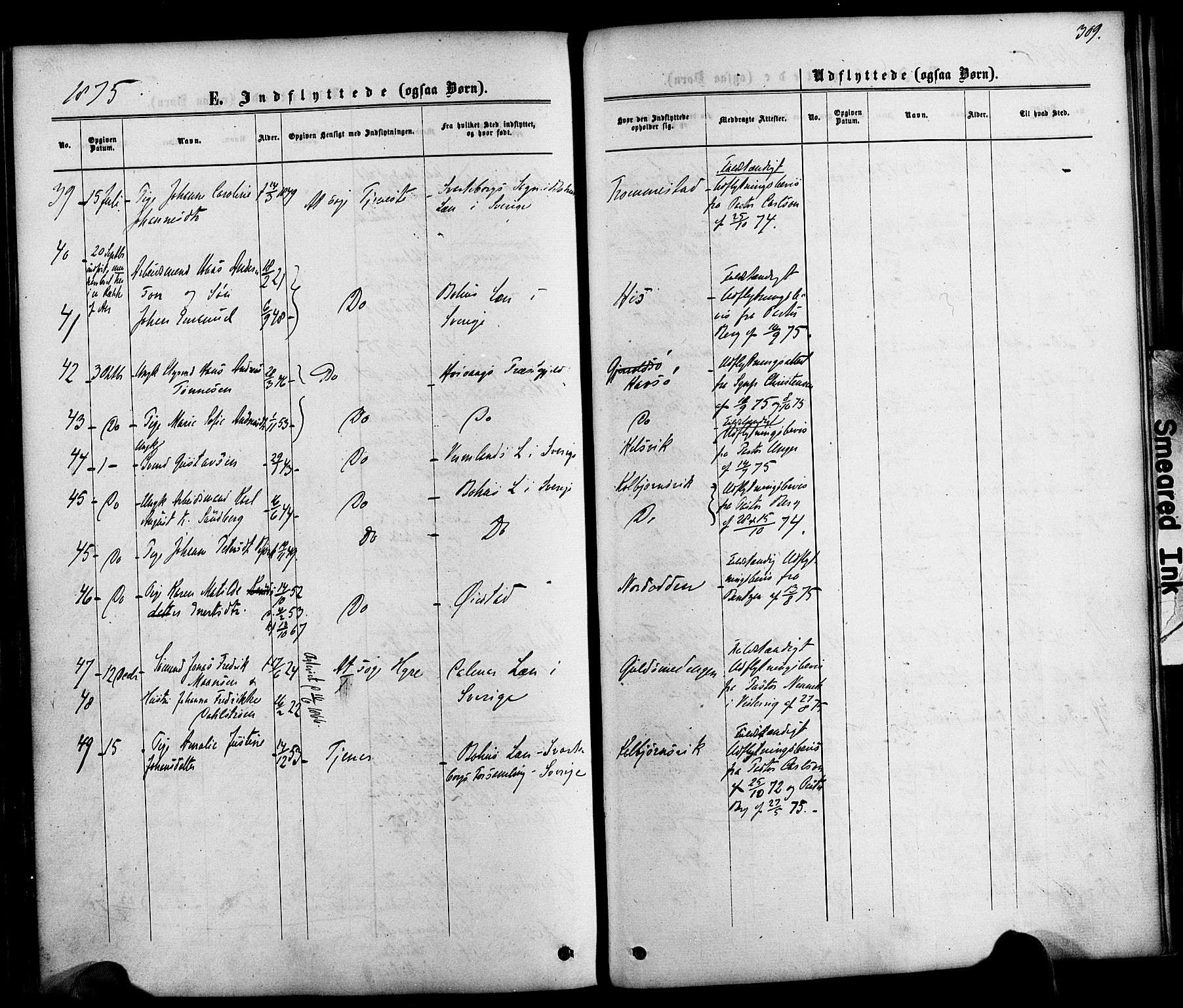 Hisøy sokneprestkontor, SAK/1111-0020/F/Fa/L0002: Parish register (official) no. A 2, 1872-1880, p. 309