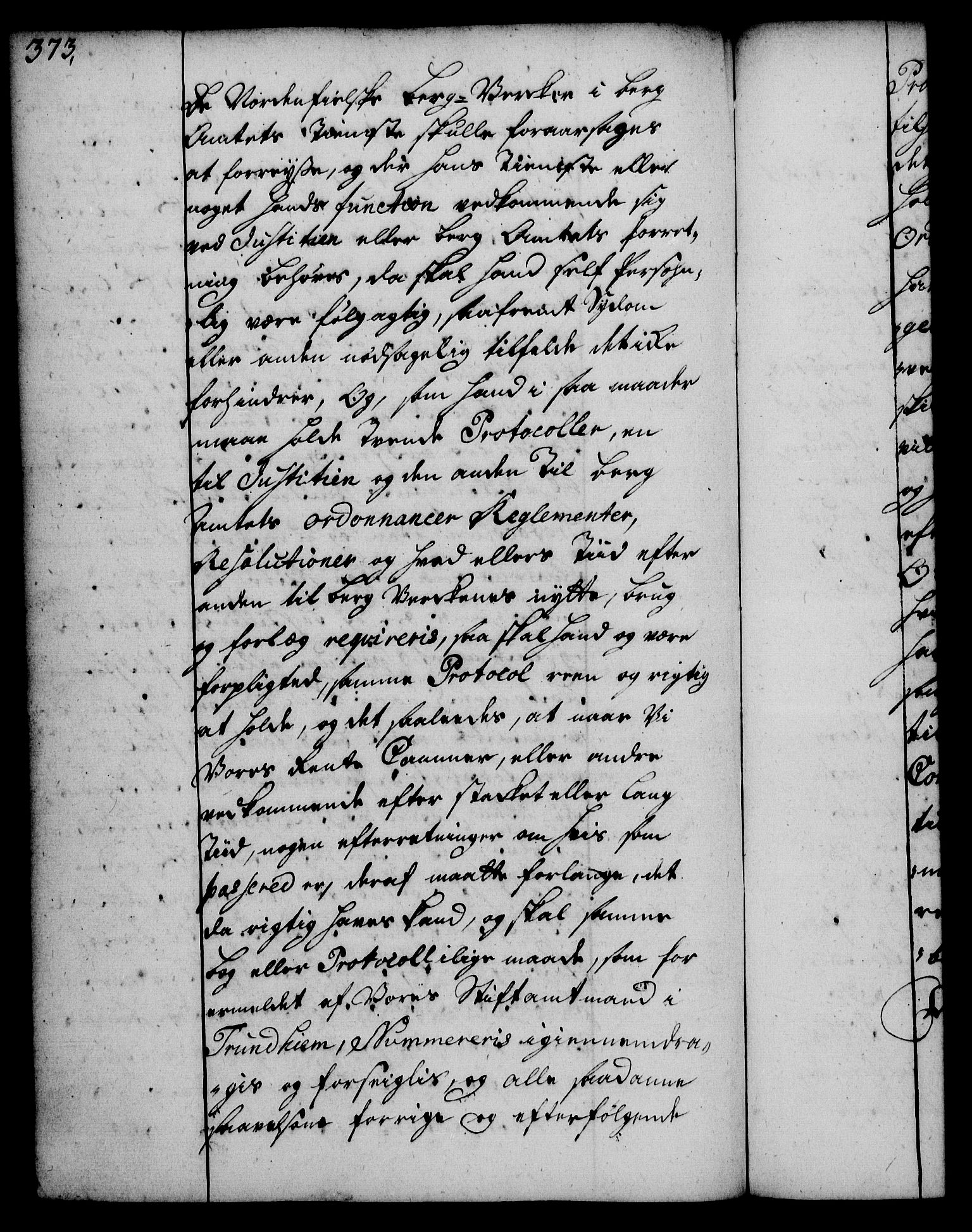 Rentekammeret, Kammerkanselliet, RA/EA-3111/G/Gg/Gge/L0002: Norsk bestallingsprotokoll med register (merket RK 53.26), 1730-1744, p. 373