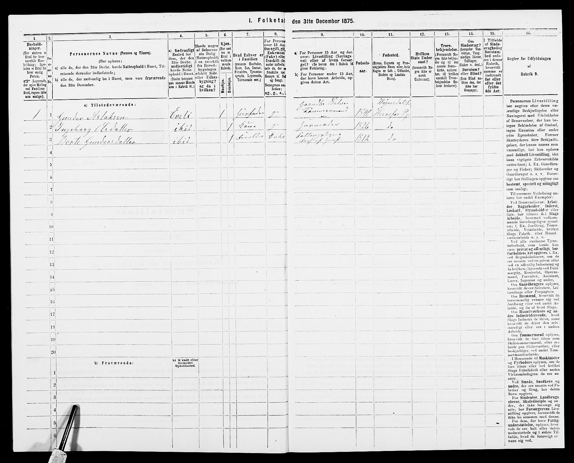 SAK, 1875 census for 0933P Herefoss, 1875, p. 221