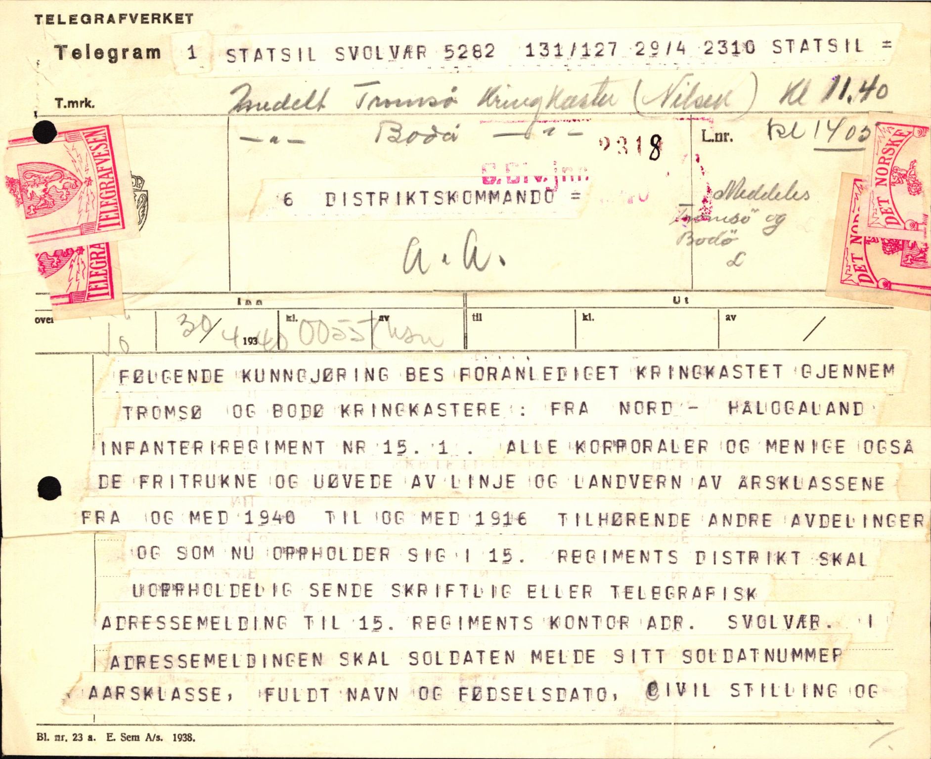 Forsvaret, Forsvarets krigshistoriske avdeling, AV/RA-RAFA-2017/Y/Yb/L0123: II-C-11-600  -  6. Divisjon med avdelinger, 1940, p. 325