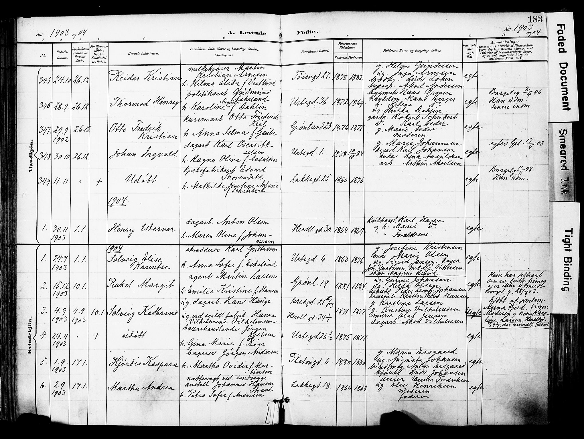 Grønland prestekontor Kirkebøker, SAO/A-10848/F/Fa/L0014: Parish register (official) no. 14, 1900-1911, p. 183
