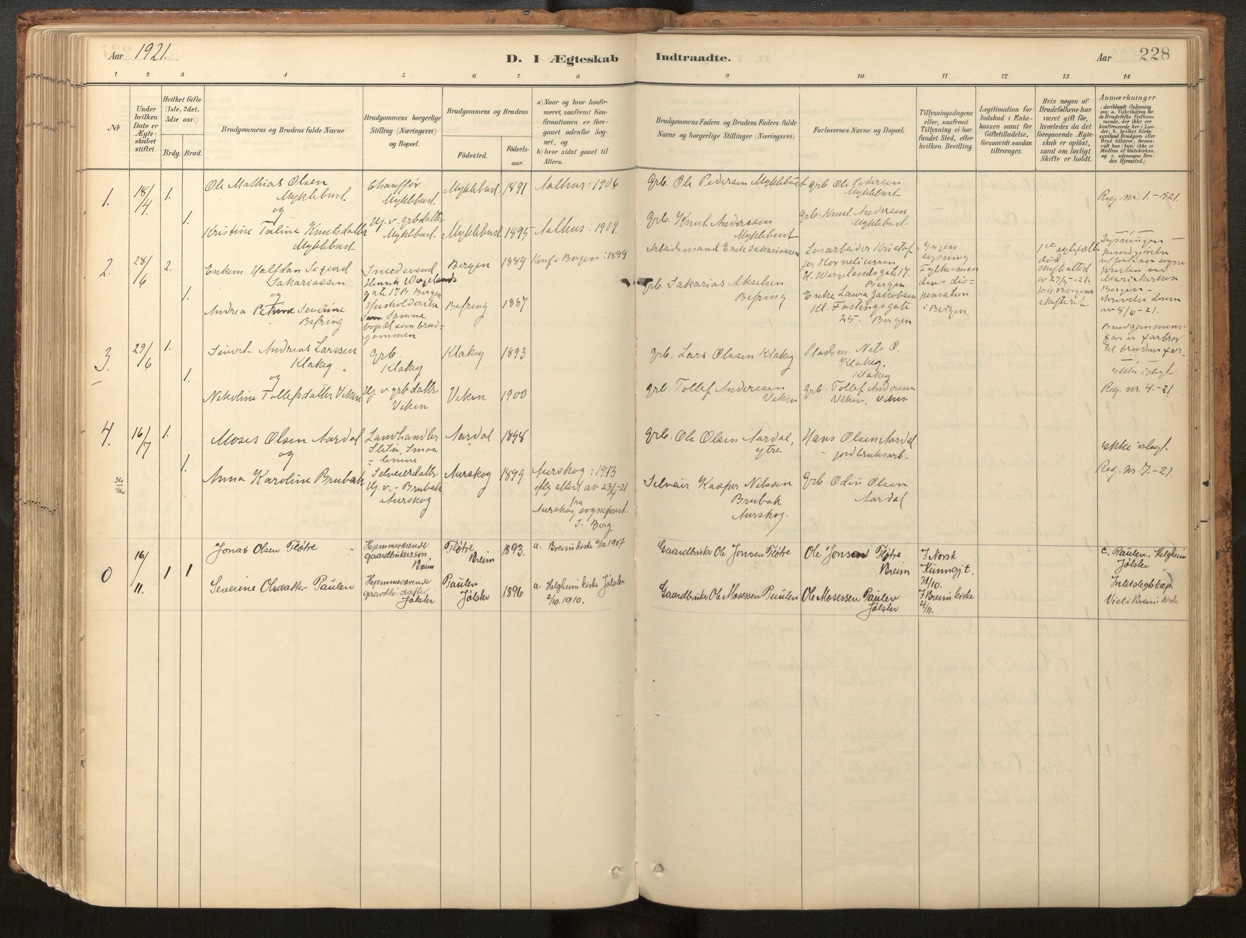 Jølster sokneprestembete, SAB/A-80701/H/Haa/Haac/L0001: Parish register (official) no. C 1, 1882-1928, p. 228