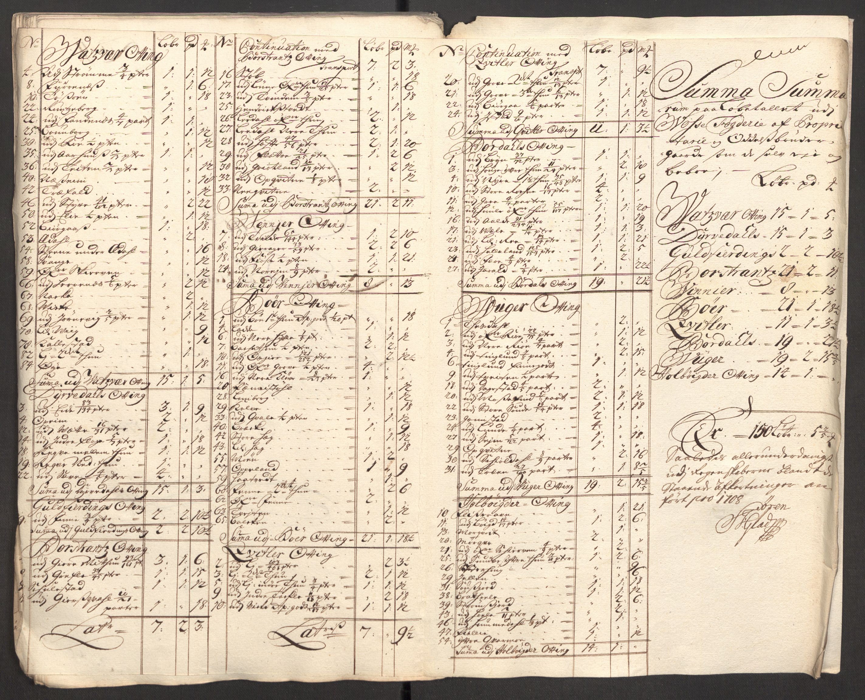 Rentekammeret inntil 1814, Reviderte regnskaper, Fogderegnskap, RA/EA-4092/R51/L3189: Fogderegnskap Nordhordland og Voss, 1708, p. 343