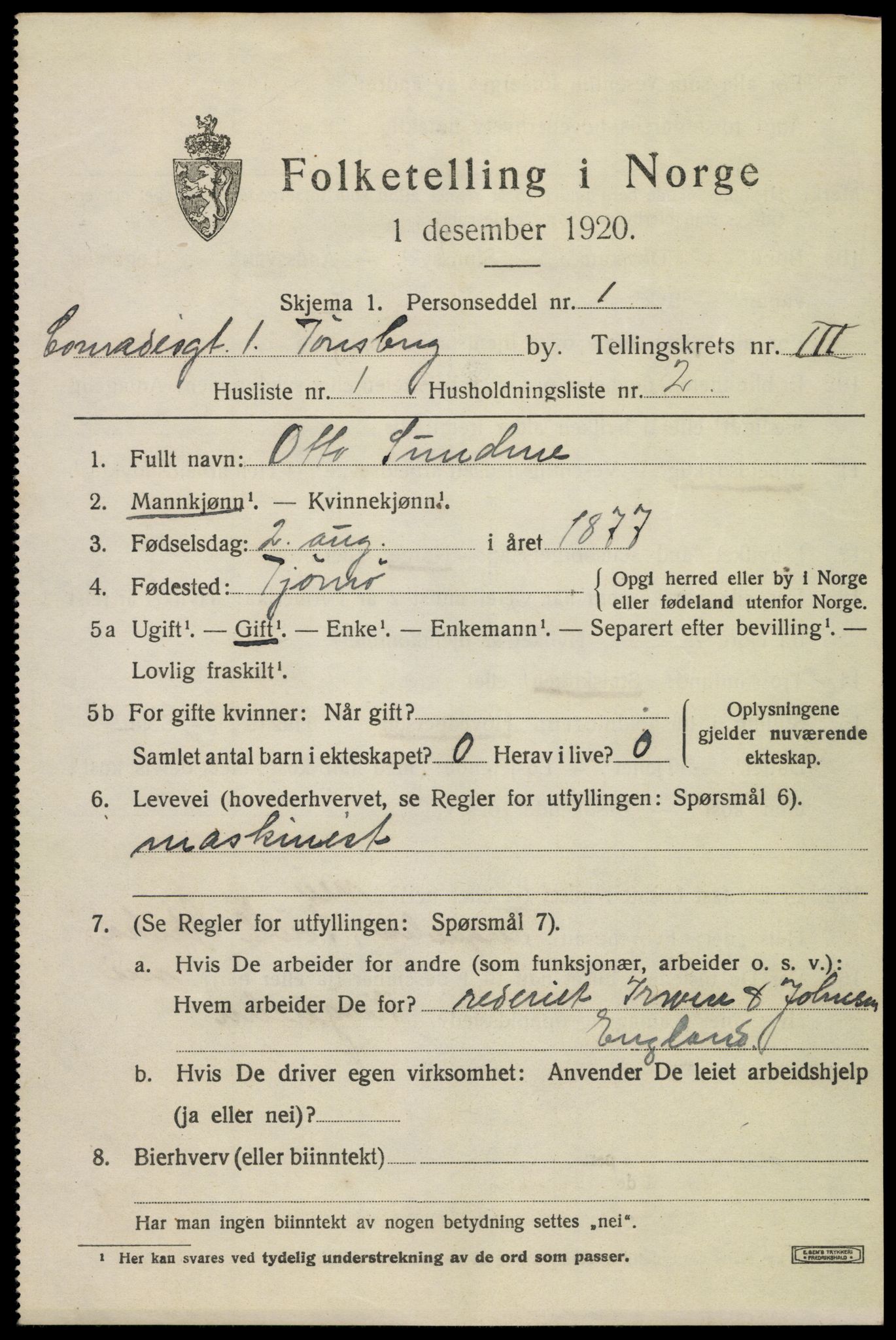 SAKO, 1920 census for Tønsberg, 1920, p. 10881