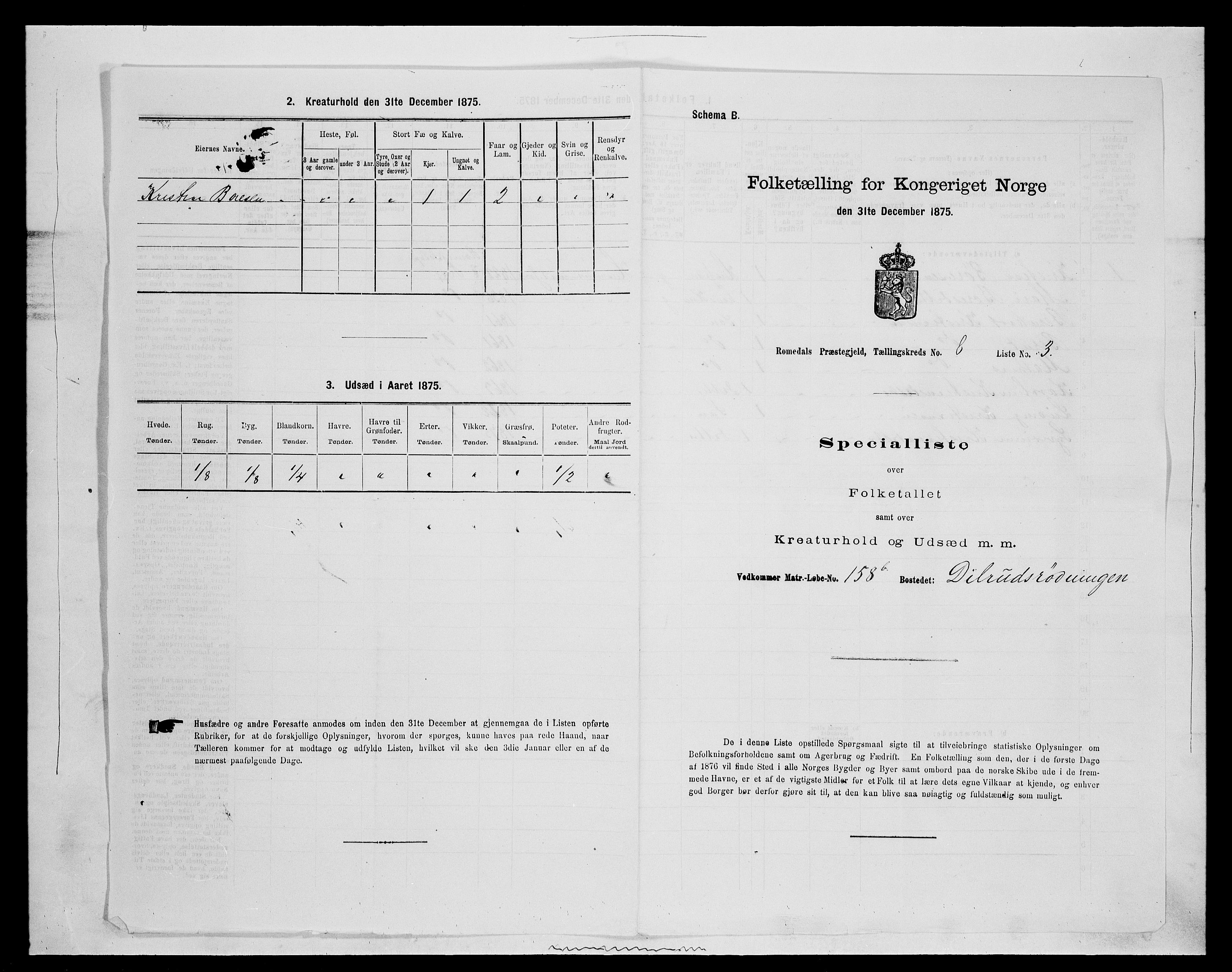 SAH, 1875 census for 0416P Romedal, 1875, p. 1210