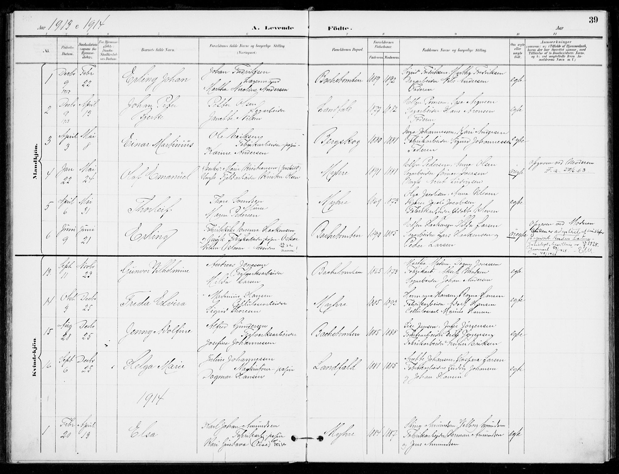 Åssiden kirkebøker, SAKO/A-251/F/Fa/L0002: Parish register (official) no. 2, 1896-1916, p. 39