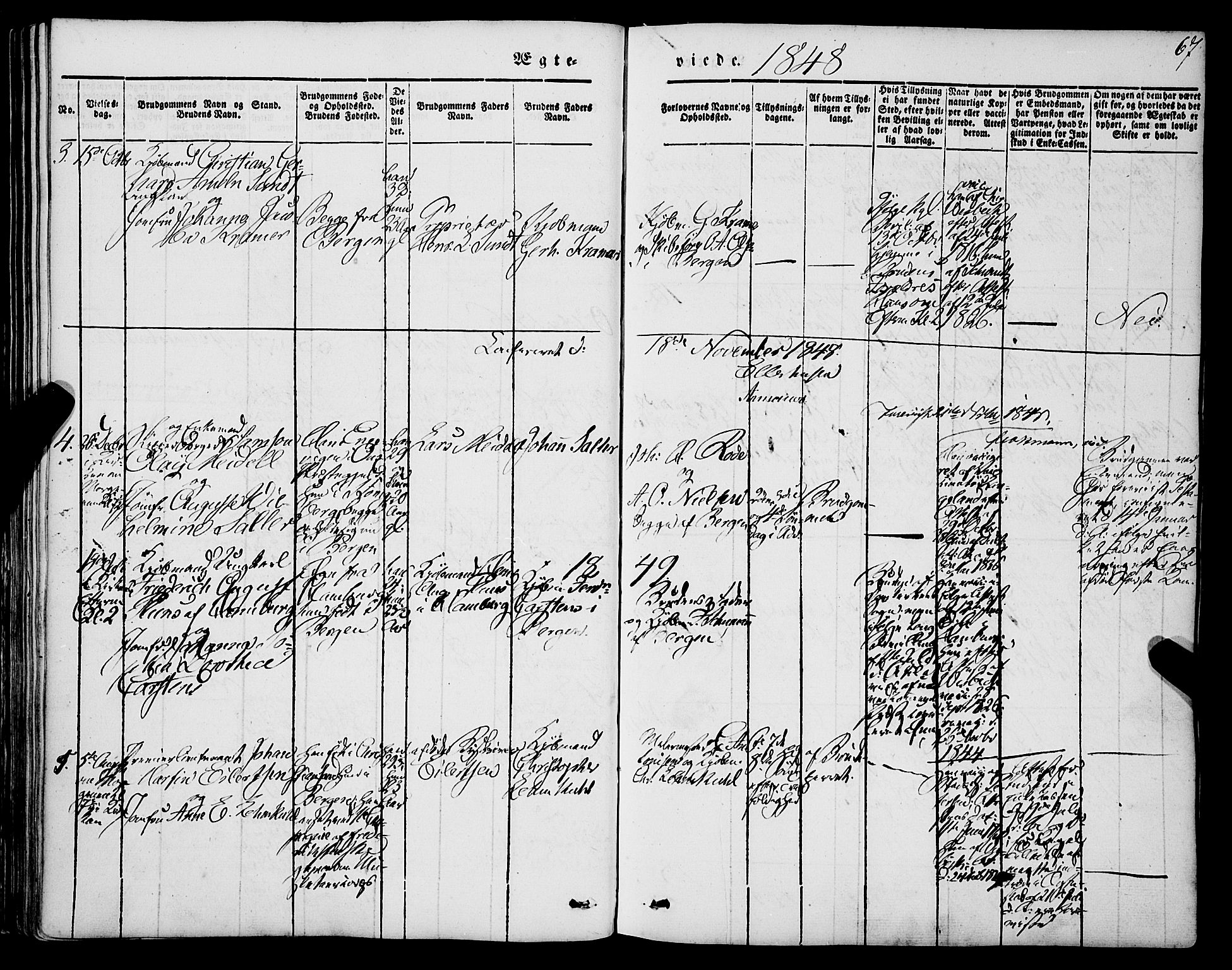 Mariakirken Sokneprestembete, SAB/A-76901/H/Haa/L0006: Parish register (official) no. A 6, 1846-1877, p. 67