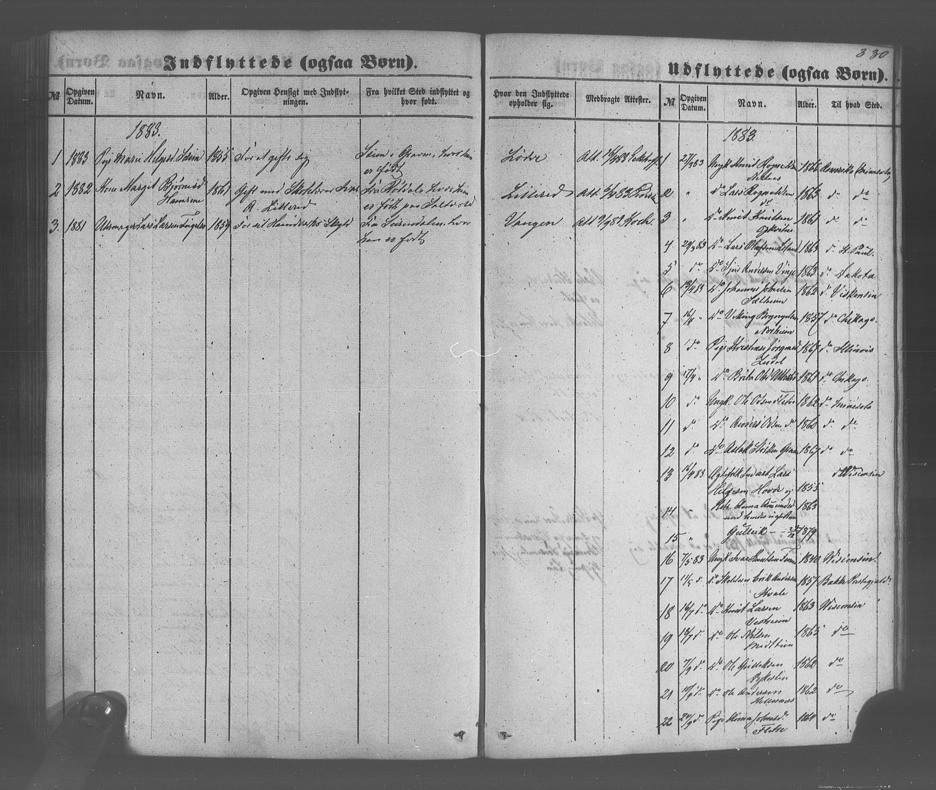 Voss sokneprestembete, SAB/A-79001/H/Haa: Parish register (official) no. A 20, 1855-1886, p. 330
