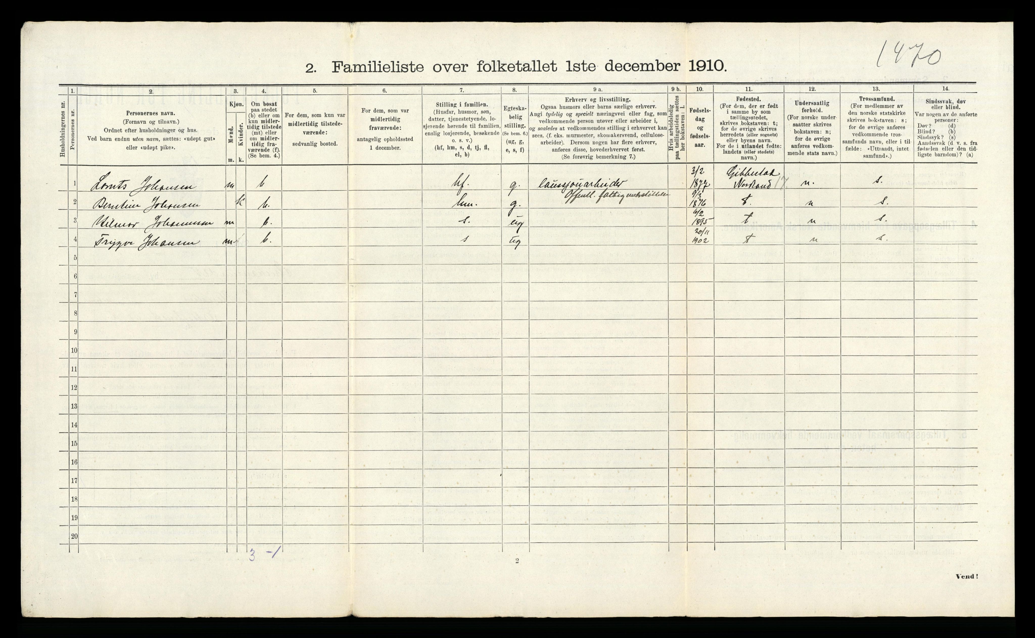 RA, 1910 census for Kristiansund, 1910, p. 2634