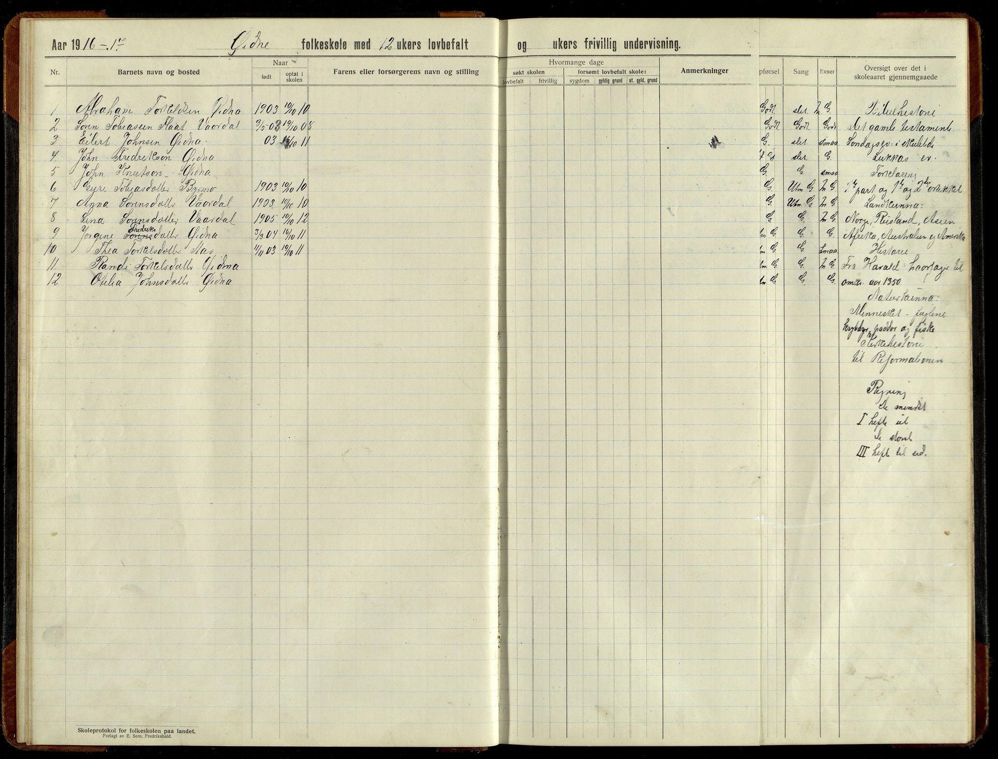 Grindheim kommune - Høyland Skolekrets, IKAV/1027GR551/H/L0002: Skoleprotokoll (d), 1913-1956