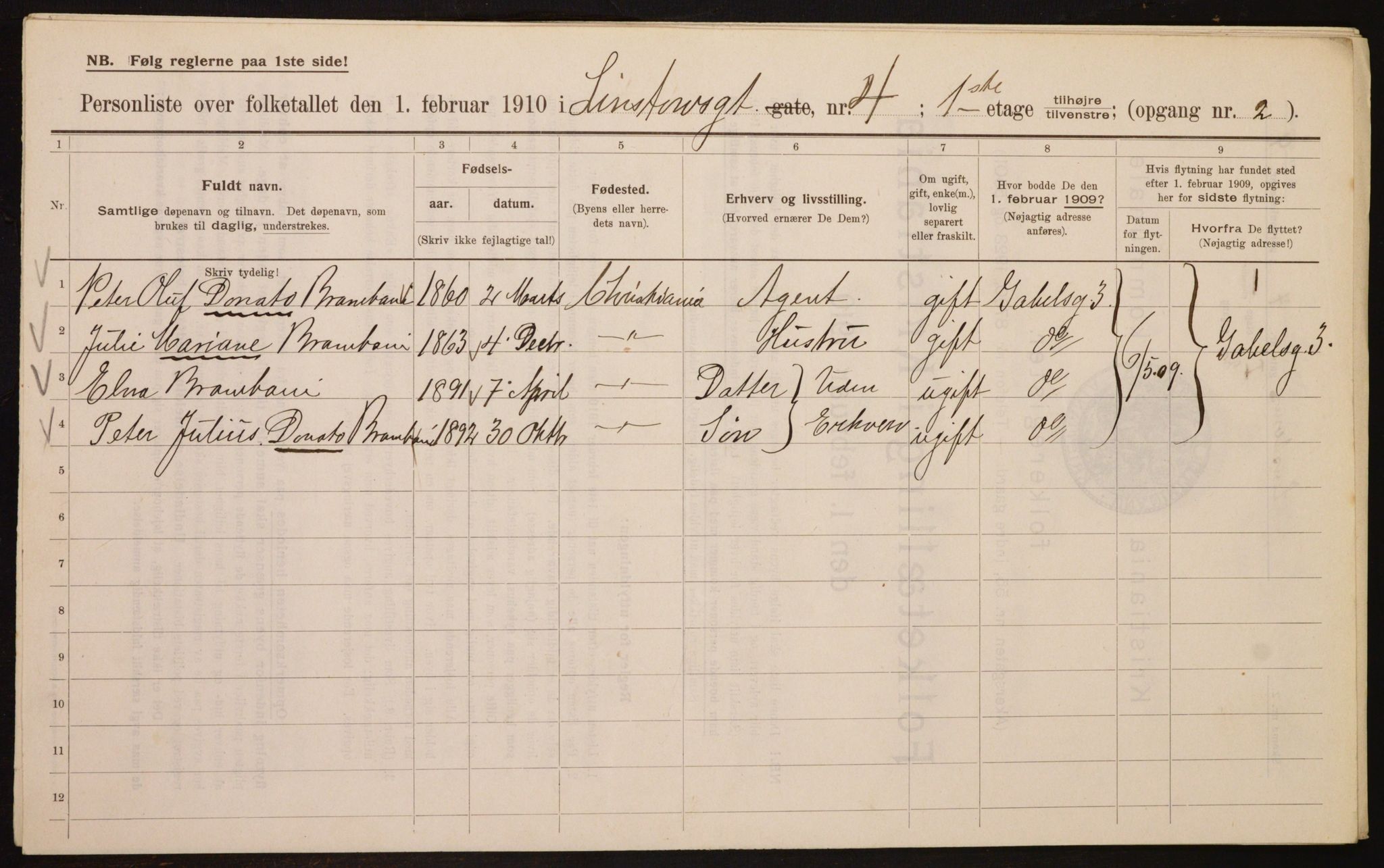 OBA, Municipal Census 1910 for Kristiania, 1910, p. 55755