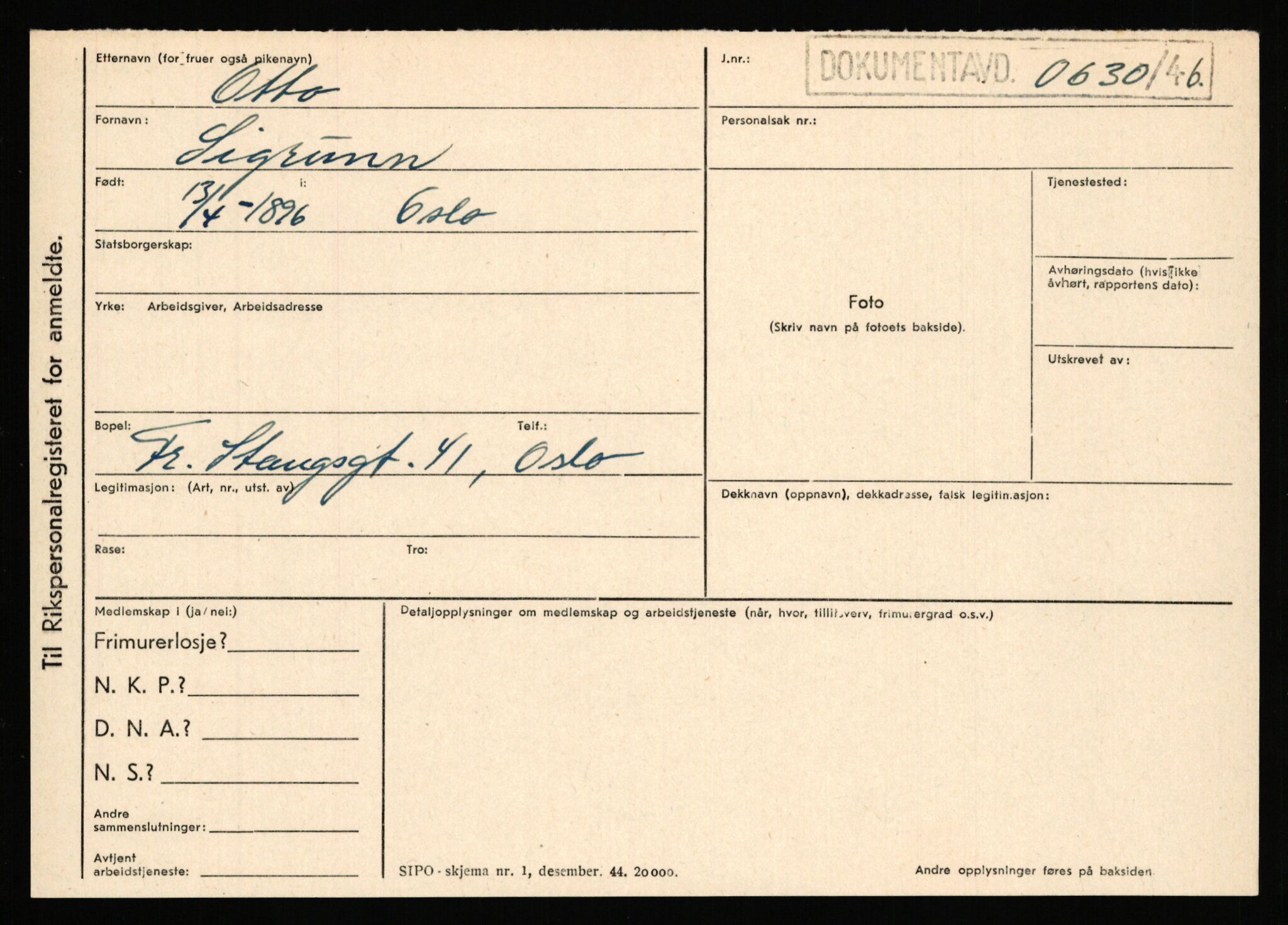 Statspolitiet - Hovedkontoret / Osloavdelingen, AV/RA-S-1329/C/Ca/L0012: Oanæs - Quistgaard	, 1943-1945, p. 2797