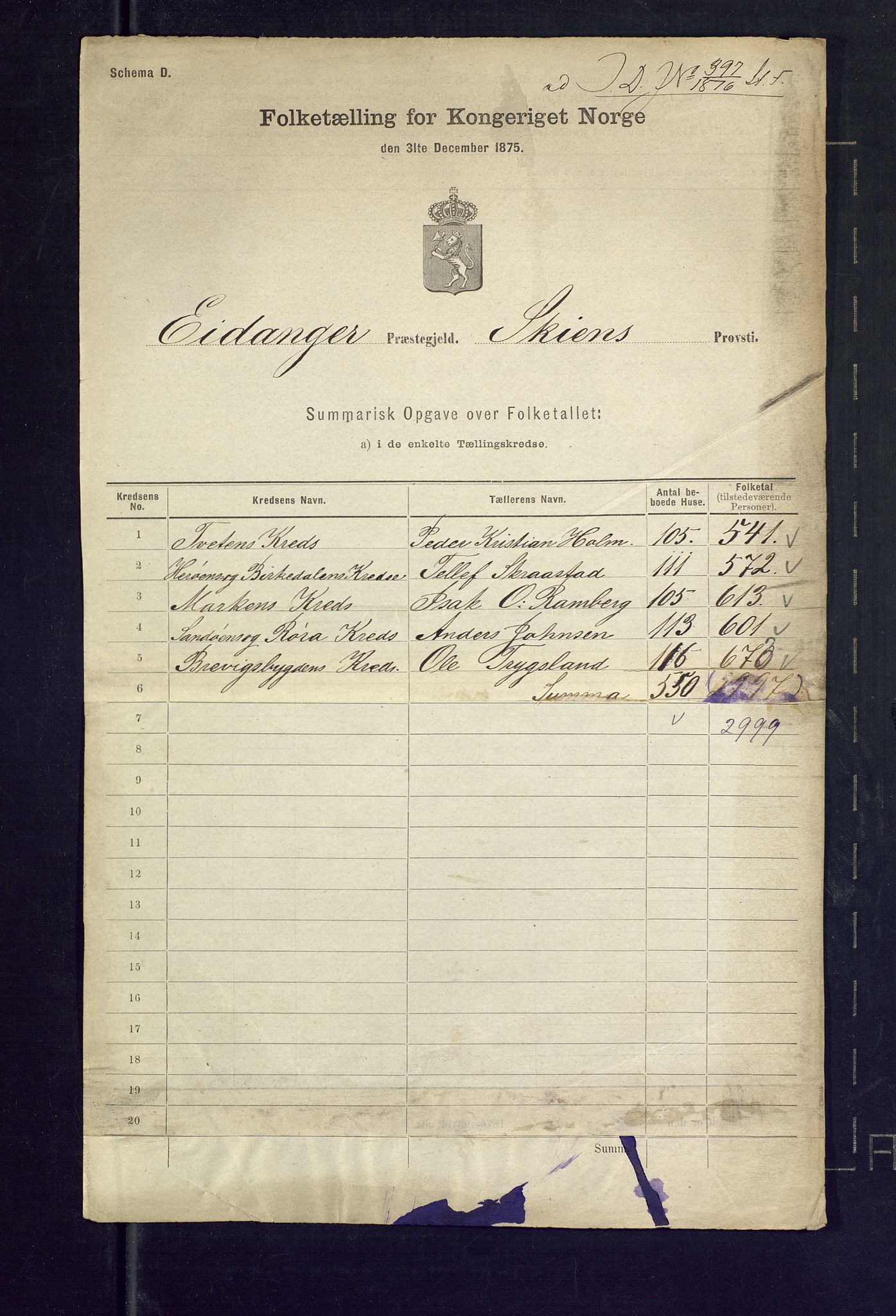 SAKO, 1875 census for 0813P Eidanger, 1875, p. 41