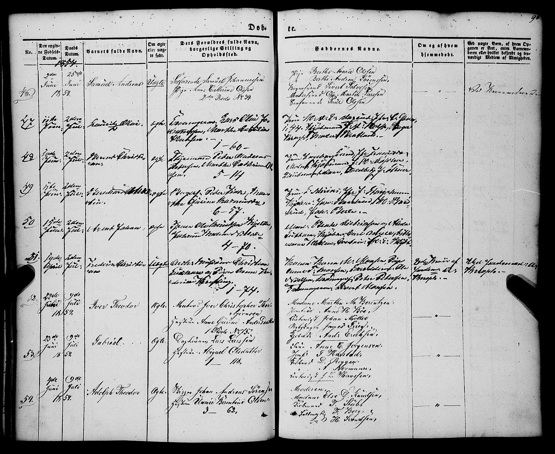 Nykirken Sokneprestembete, AV/SAB-A-77101/H/Haa/L0014: Parish register (official) no. B 1, 1844-1858, p. 96