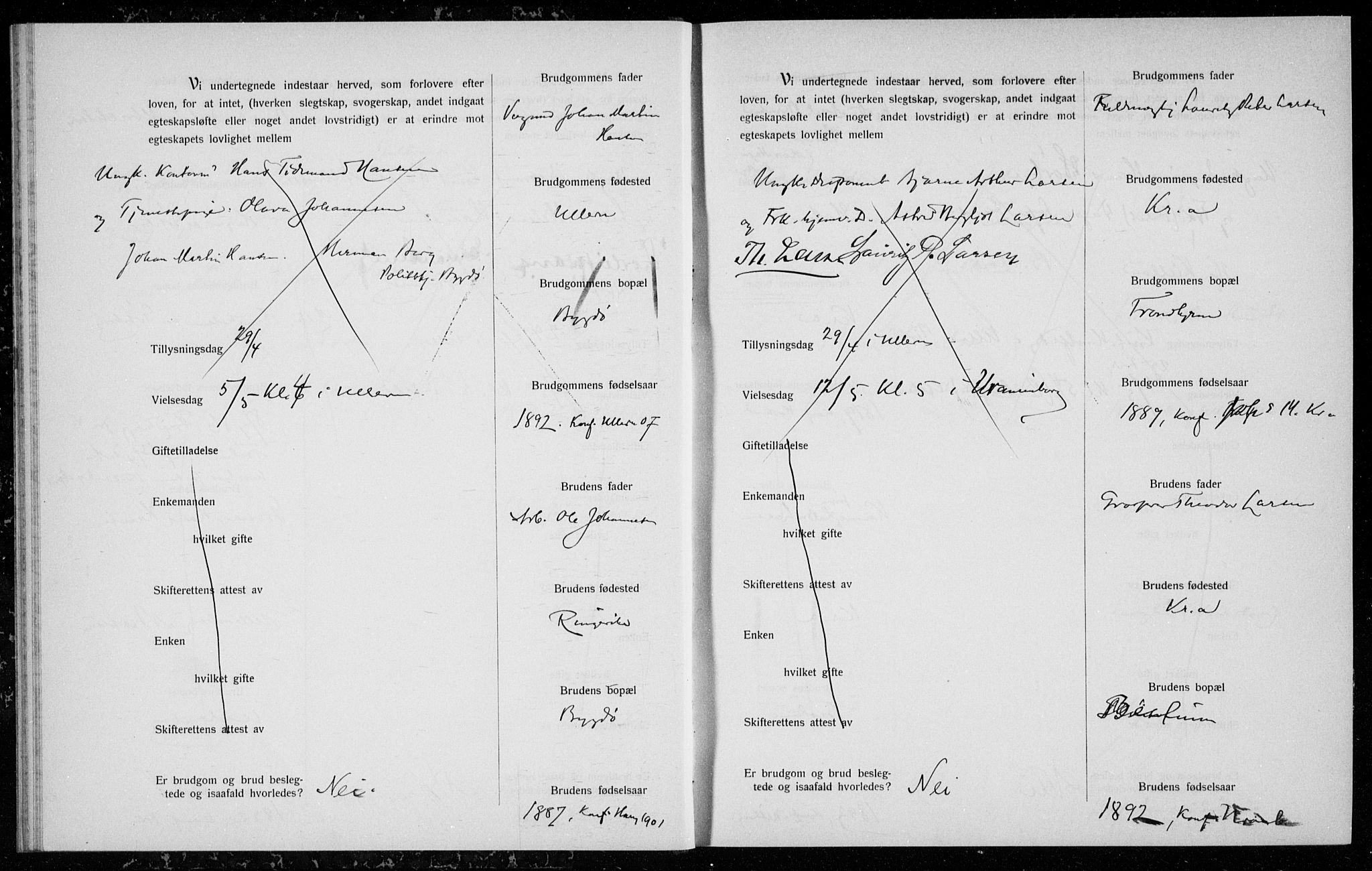 Ullern prestekontor Kirkebøker, AV/SAO-A-10740/H/L0002: Banns register no. 2, 1916-1917